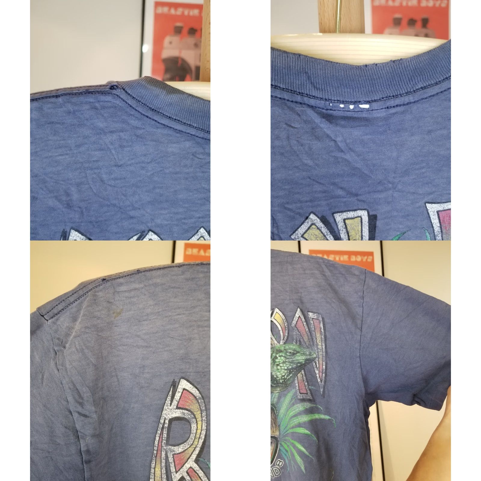 Ron Jon Surf Shop VINTAGE 90's Ron Jon Surf T-Shirt Gradient Sun Faded Trashed One Pocket Large Mens Blue Size US L / EU 52-54 / 3 - 9 Thumbnail
