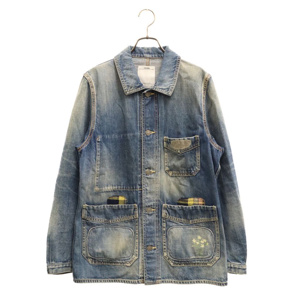 image of Visvim 12Ss Raffia Coverall Damaged Work Denim Jacket 2 in Indigo, Men's (Size Medium)