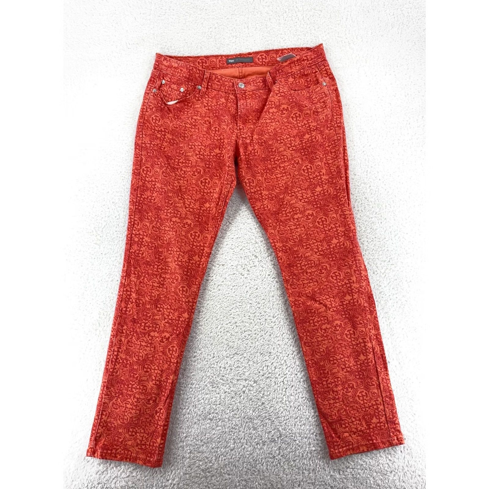 Levi's Levi's Jeans 524 Too Superlow Womens 12 Regular Red Patterned Corduroy 32in Inseam Slim Stretch Pockets Logo Vintage: No Size 34" / US 12 / IT 48 - 3 Thumbnail