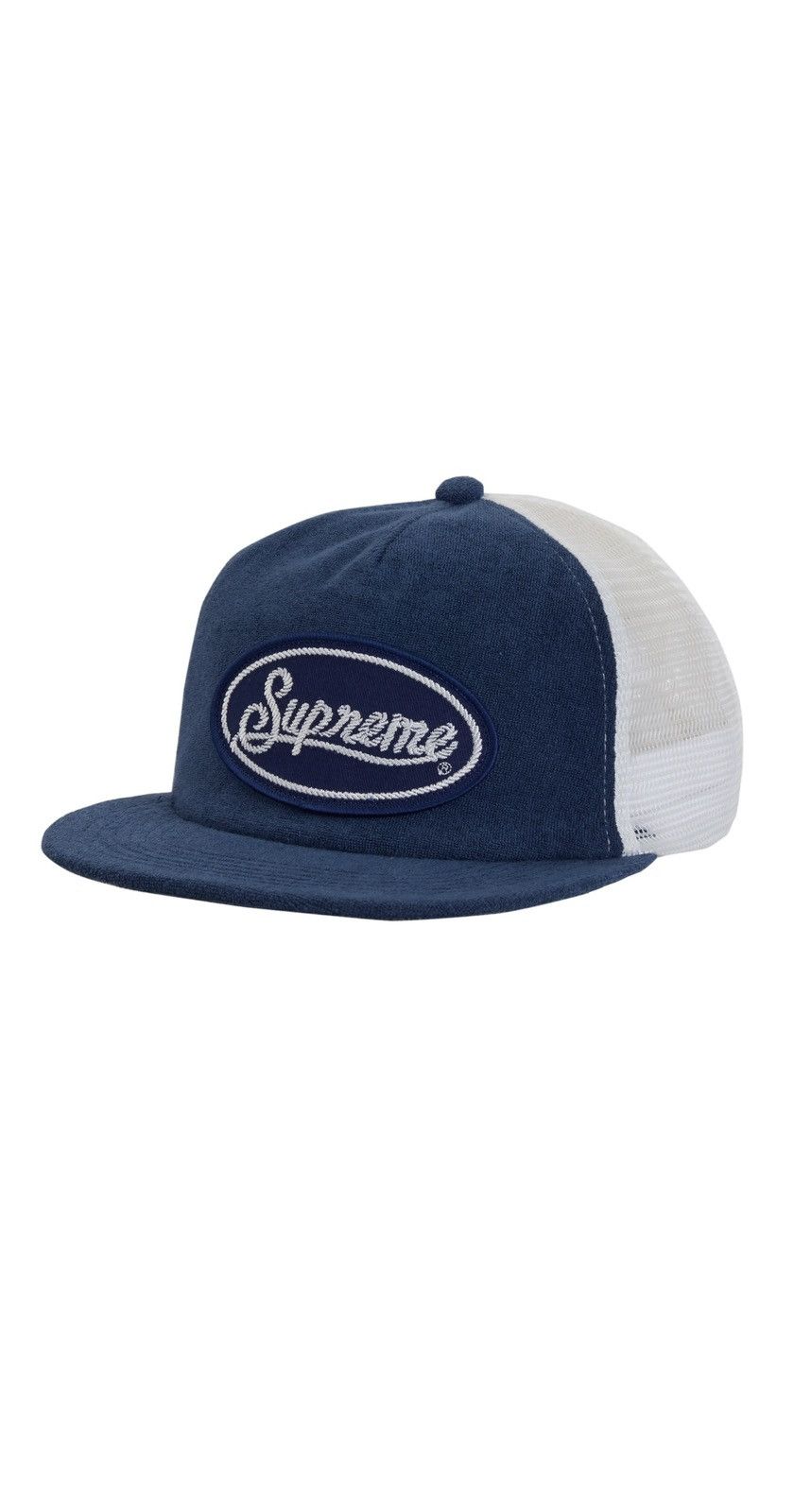 supreme terry mesh back 5-panel cap navy