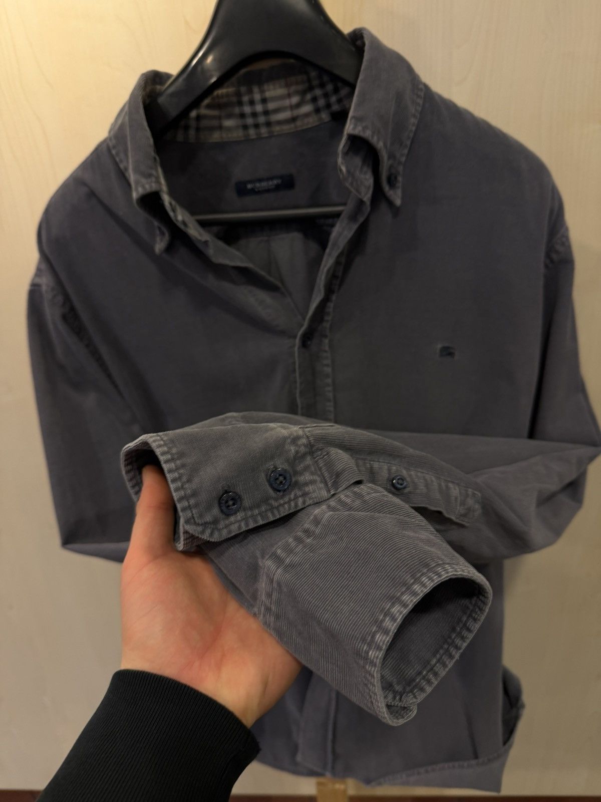 Burberry Burberry London Dark Grey Shirt Nova Check Collar Size L Size US L / EU 52-54 / 3 - 6 Thumbnail