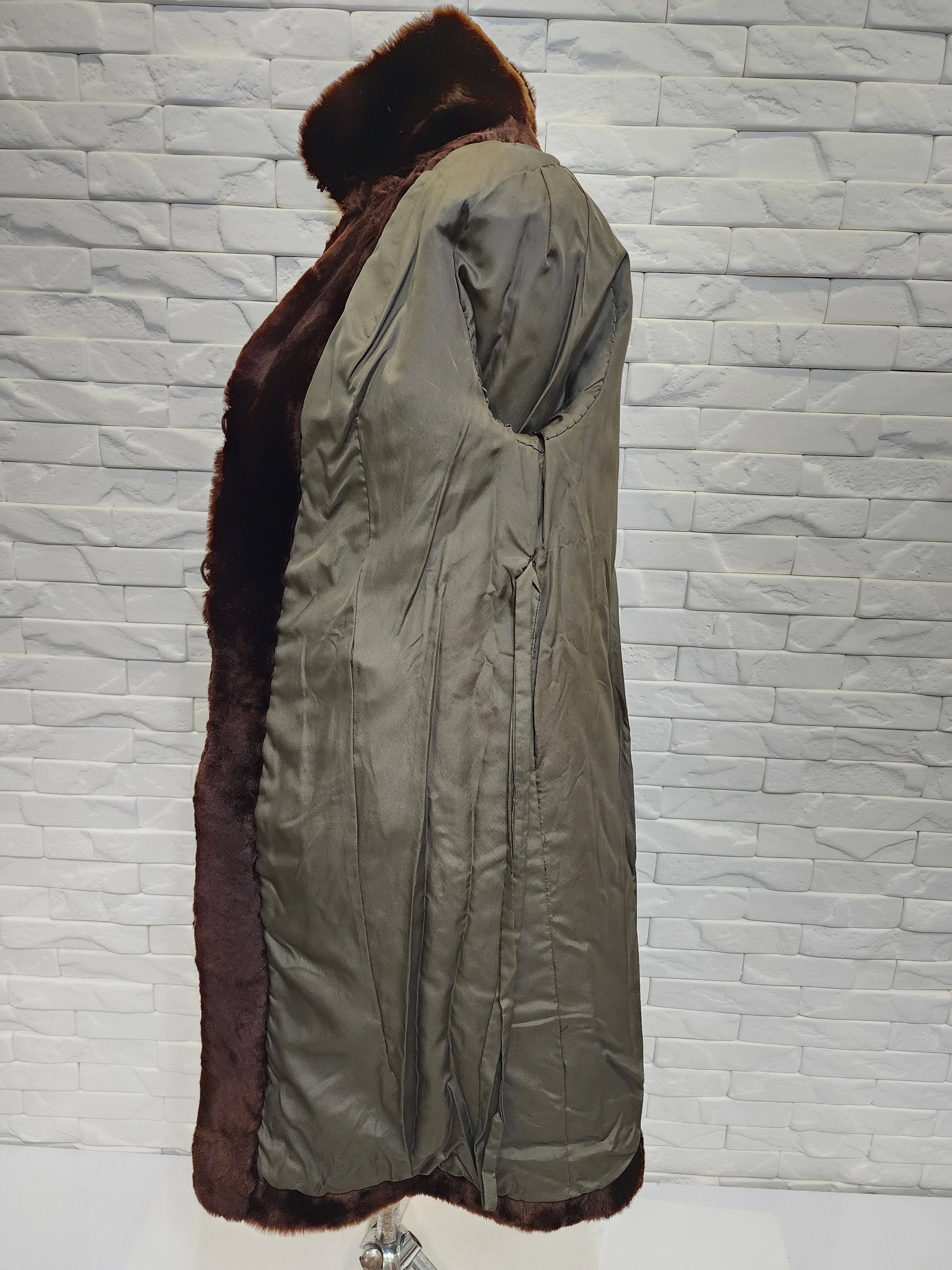 Genuine Leather Brown women's fur coat. Size L / US 10 / IT 46 - 10 Thumbnail