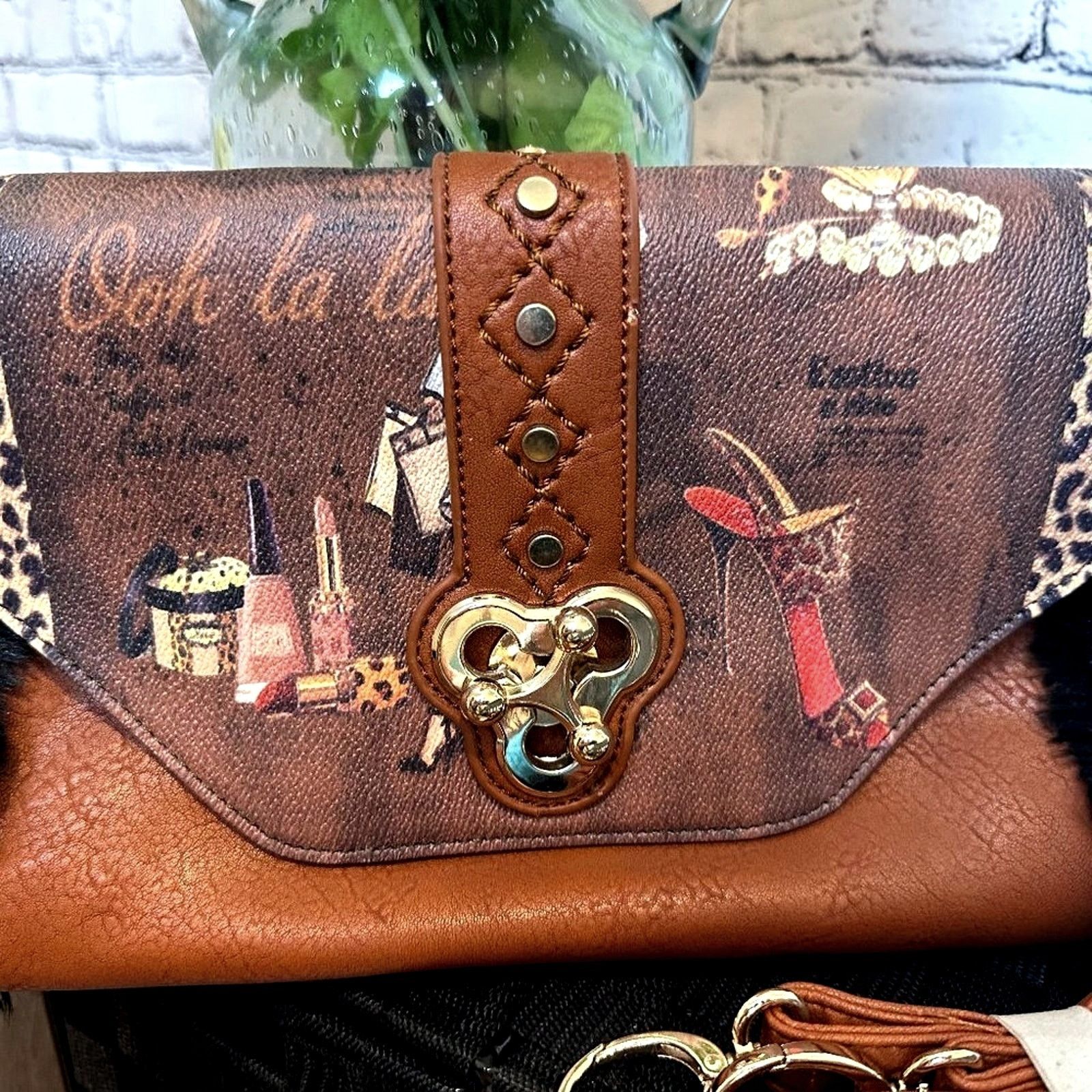 Other Beautiful Clutch Crossbody Handbag Turn Lock Fur Trim Size ONE SIZE - 6 Thumbnail