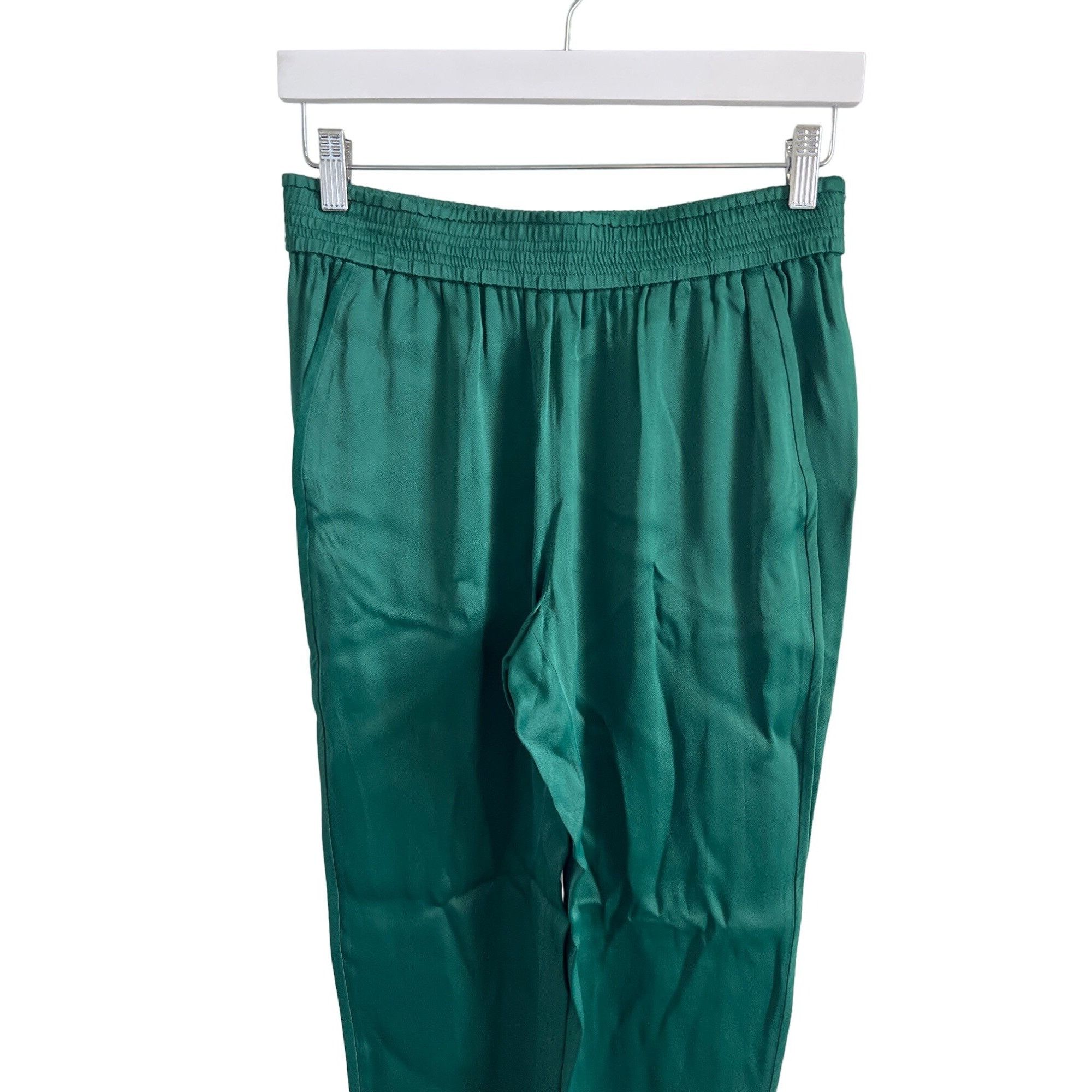 Zara Zara Bottle Green Satin Effect Cropped Pants Size 27" / US 4 / IT 40 - 2 Thumbnail