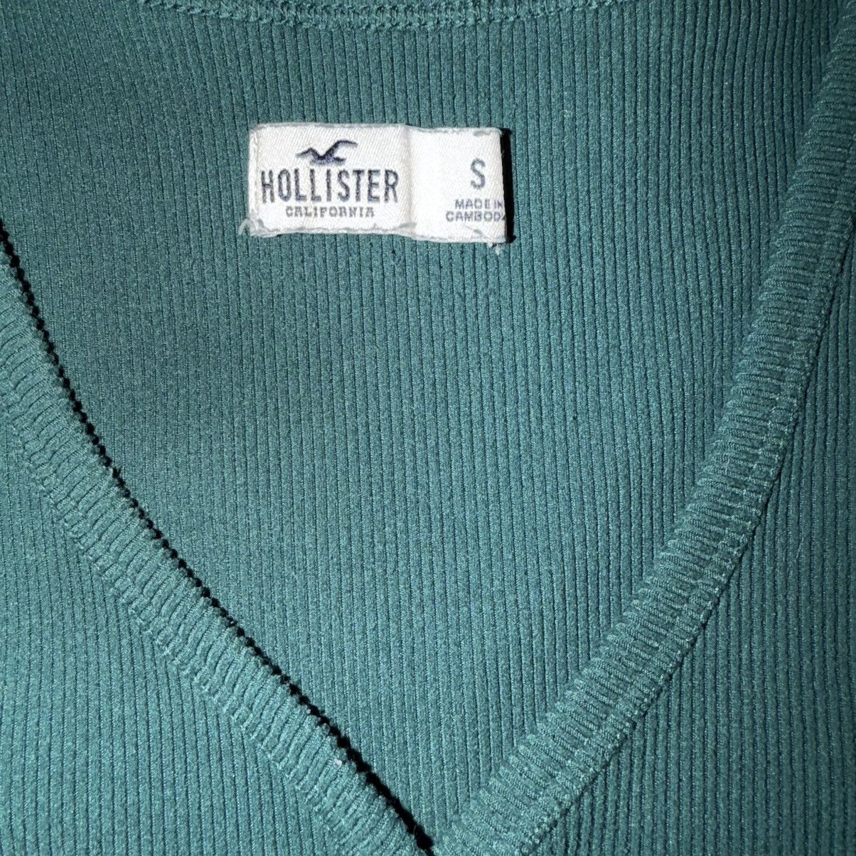 Hollister Hollister Teal Ribbed V-neck Long Sleeve Top Size S / US 4 / IT 40 - 3 Thumbnail