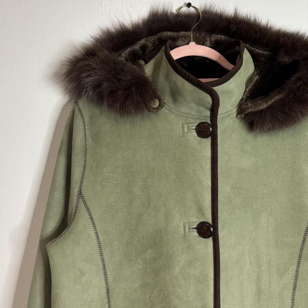 Other Vintage Light Green Fox Trim Hooded Long Coat Jacket - S Size US S / EU 44-46 / 1 - 2 Thumbnail