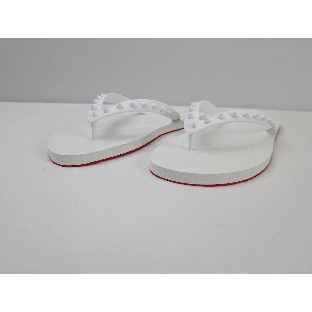 Christian Louboutin o1rshd1 Loubi Flip Flat Slippers in White Size US 10 / EU 43 - 6 Thumbnail