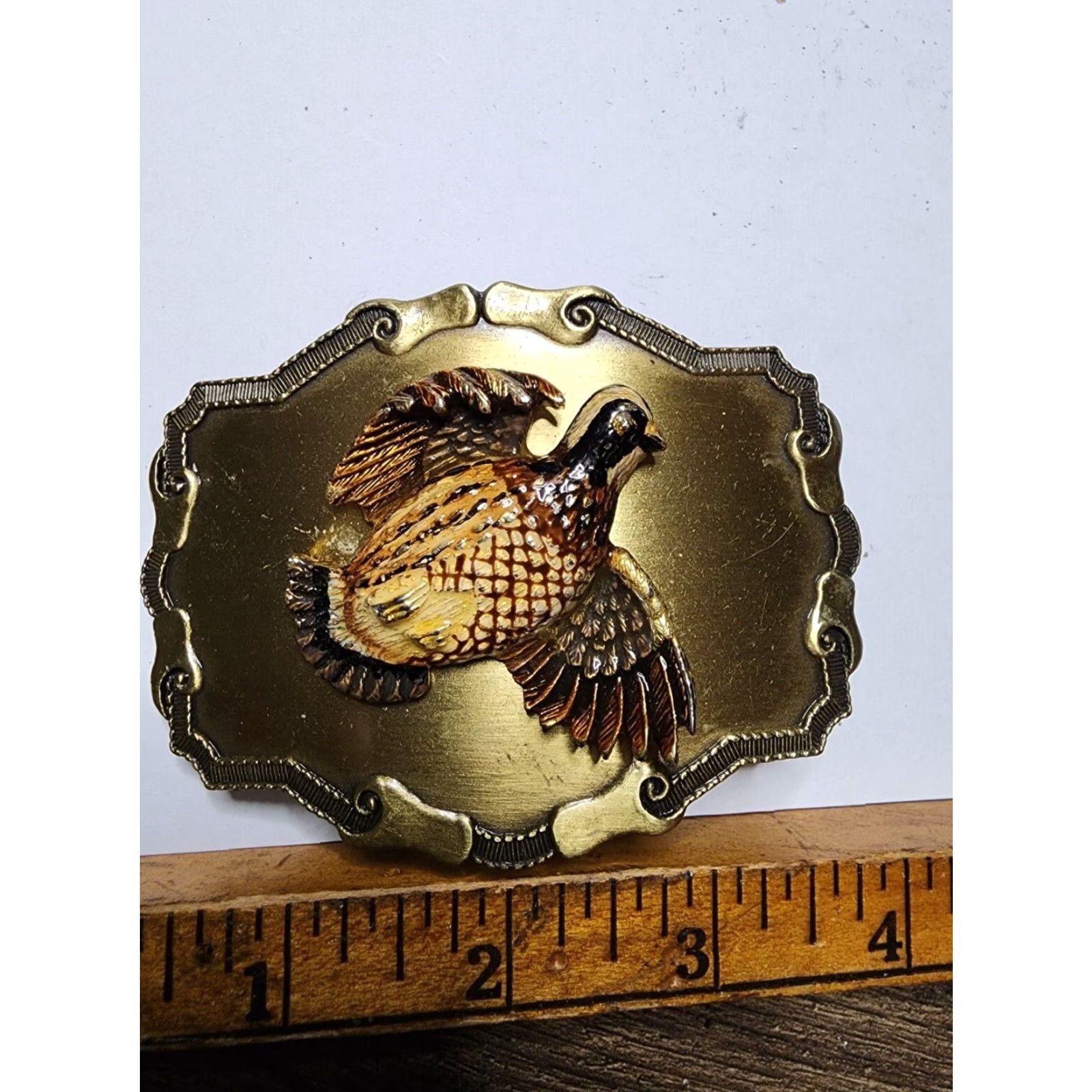 Vintage VINTAGE Brass 3D Quail Bird Belt Buckle Western Cowboy Raintree Jewelry & Co Men Belt Buckle Gold 70s Size ONE SIZE - 3 Thumbnail