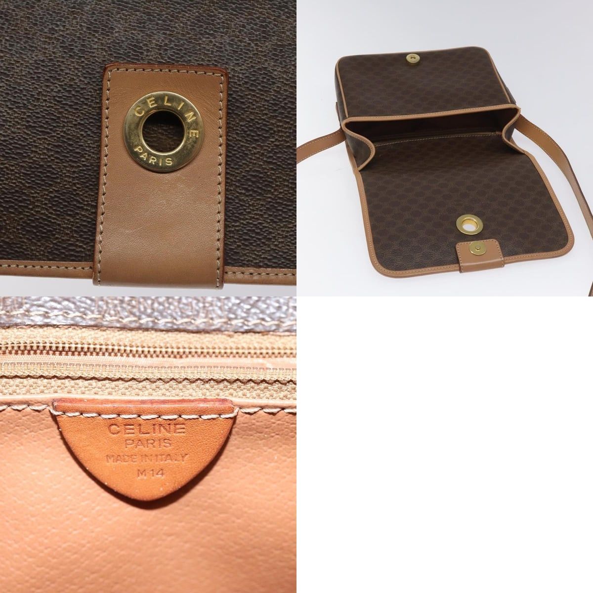 Celine CELINE Macadam Canvas Shoulder Bag Pvc Leather Brown Gold Size ONE SIZE - 11 Thumbnail
