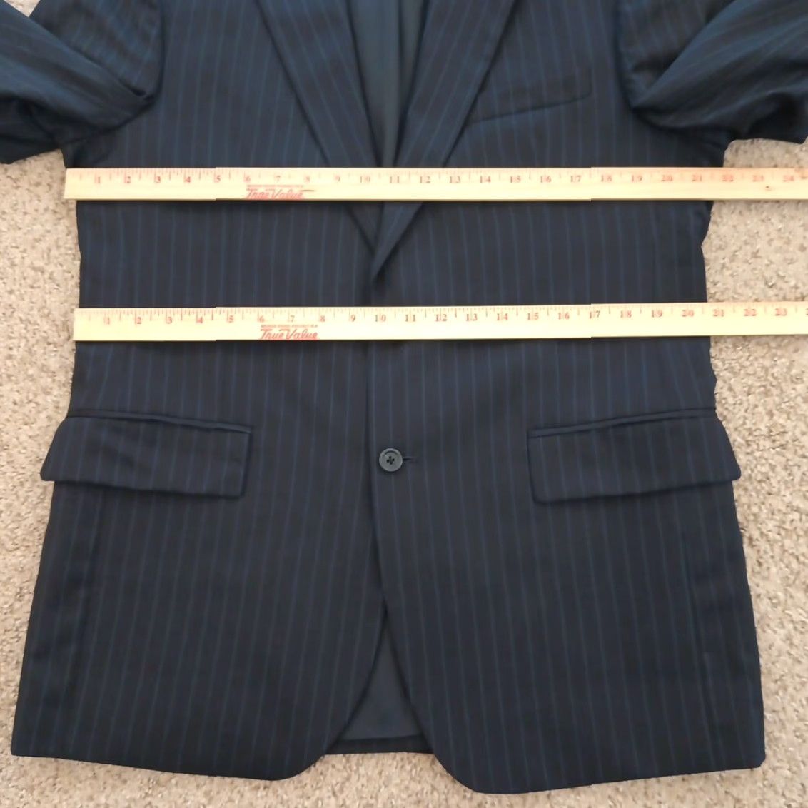 Jos. A. Bank Jos. A. Bank Blazer Mens 42 Blue Striped Wool Two Button Single Vent Notch Lapel 2 Piece Regular Mens Size 42R - 5 Thumbnail