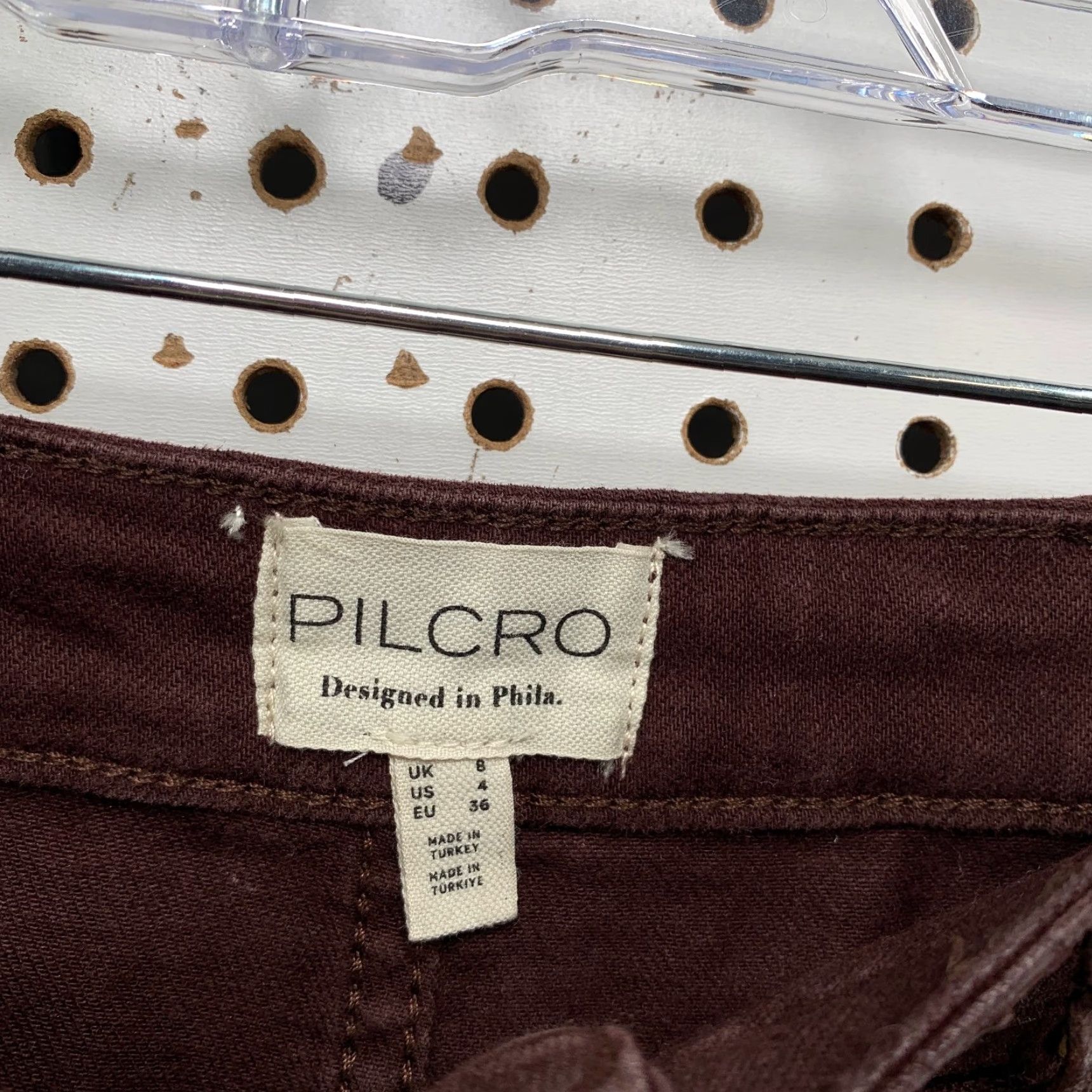 Anthropologie VINTAGE Anthropologie Pilcro Madi Denim Skirt Womens 4 Maroon Waxed Front Slit A-Line Purple 90s Womens Size 27" / US 4 / IT 40 - 4 Thumbnail