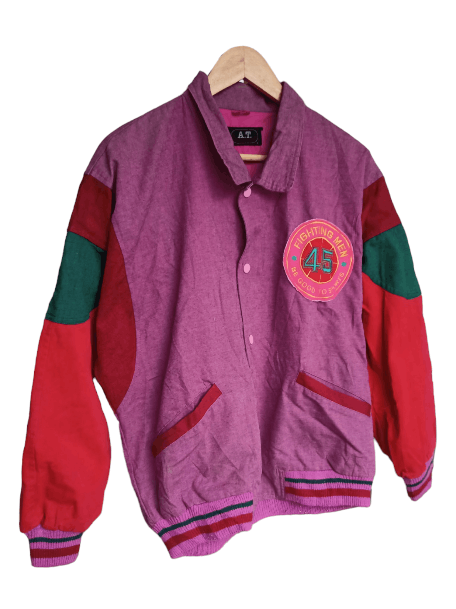 Vintage A.T Player Bomber Jacket Big Spellout At The Back Size US L / EU 52-54 / 3 - 4 Thumbnail