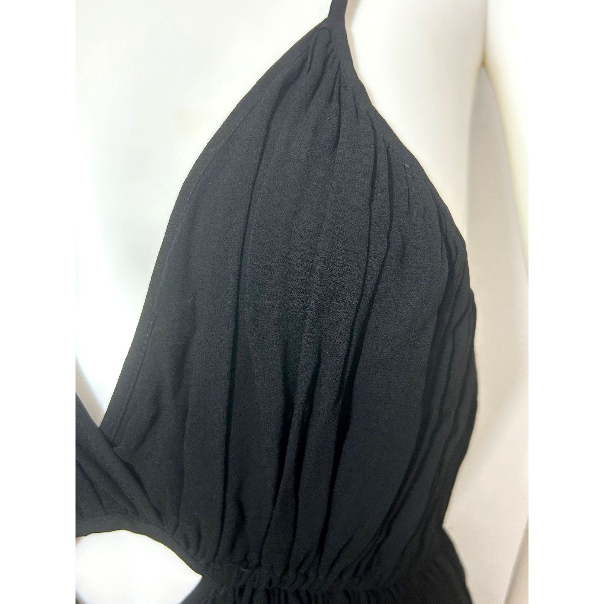 Young Fabulous & Broke YFB Dress M Black Maxi Tiered Ruched Straps Party Cocktail V Size M / US 6-8 / IT 42-44 - 12 Thumbnail