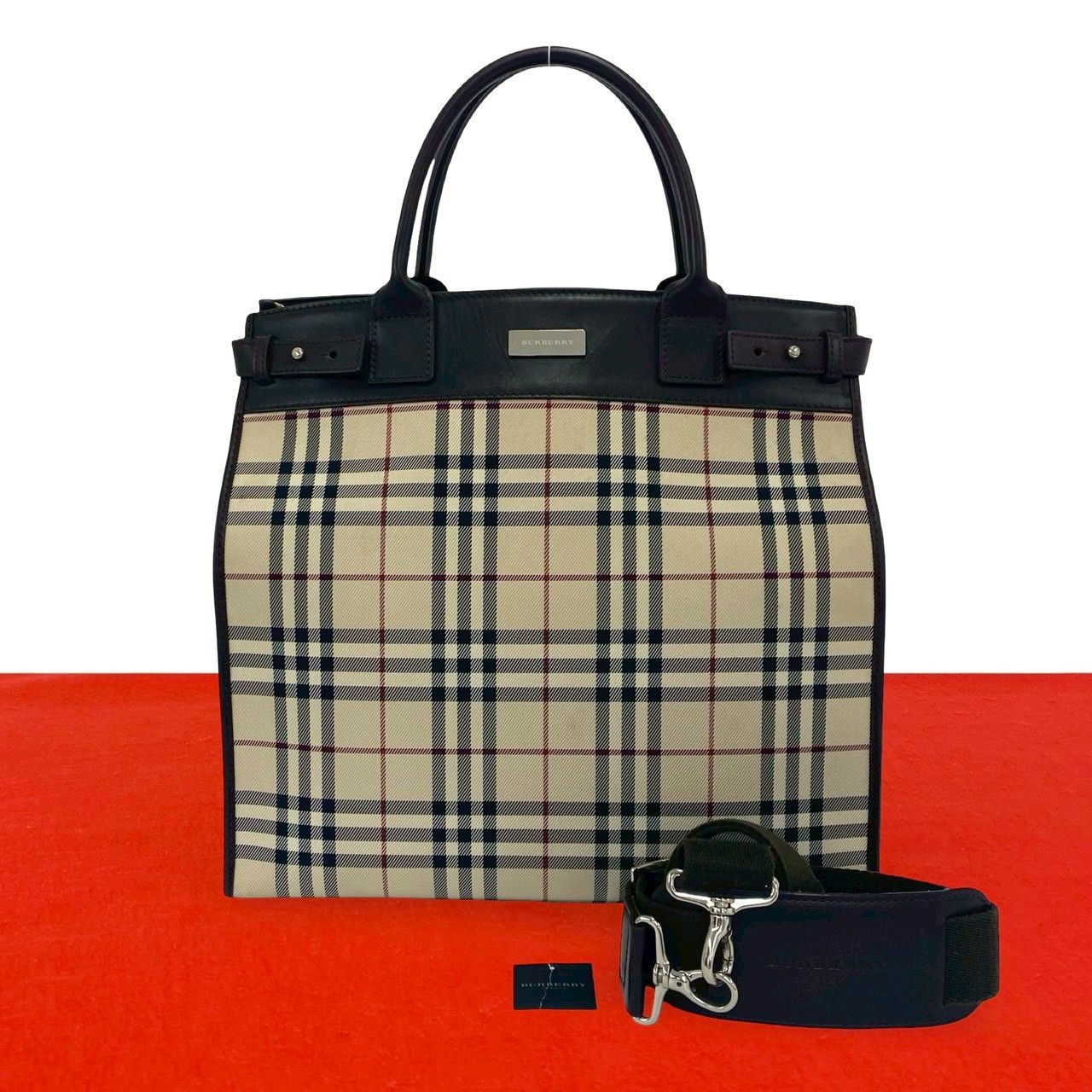 Burberry Burberry Burberry Check Canvas Leather 2way bag Leather Shoulder Bag DUTY FREE for USA Size ONE SIZE - 1 Thumbnail