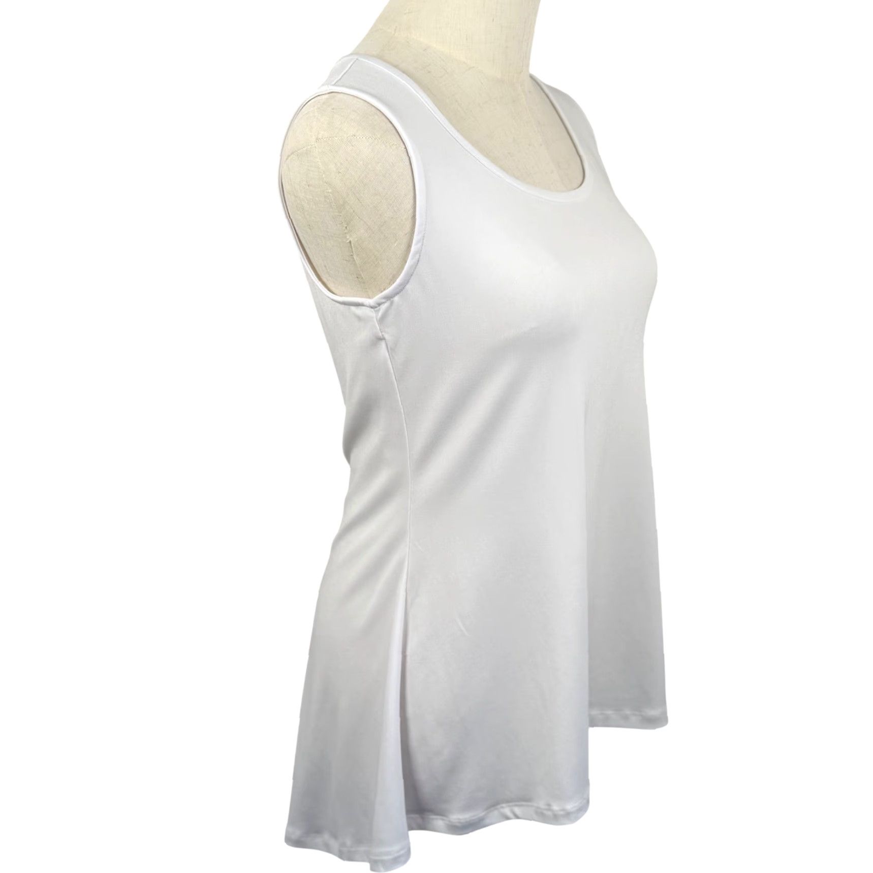Vintage Chelsea & Theodore Womens Tank Top White S Scoop Neck Sleeveless High-Low Hem Stretch Jersey Basic Casual Workwear Size S / US 4 / IT 40 - 4 Thumbnail