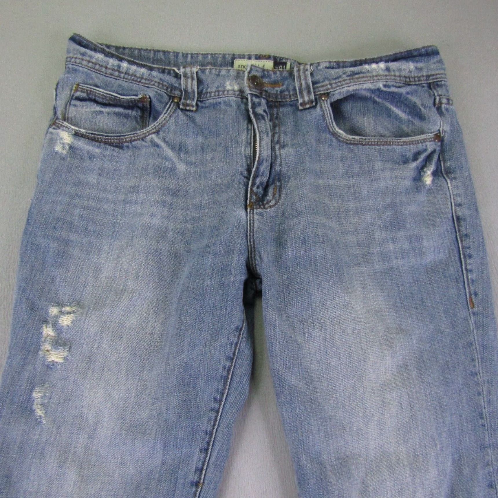 Anchor Blue Vintage Anchor Blue Mens Jeans 36 Regular Fit Straight Leg Denim Distressed Light Wash Grunge 90s Size US 36 / EU 52 - 2 Thumbnail