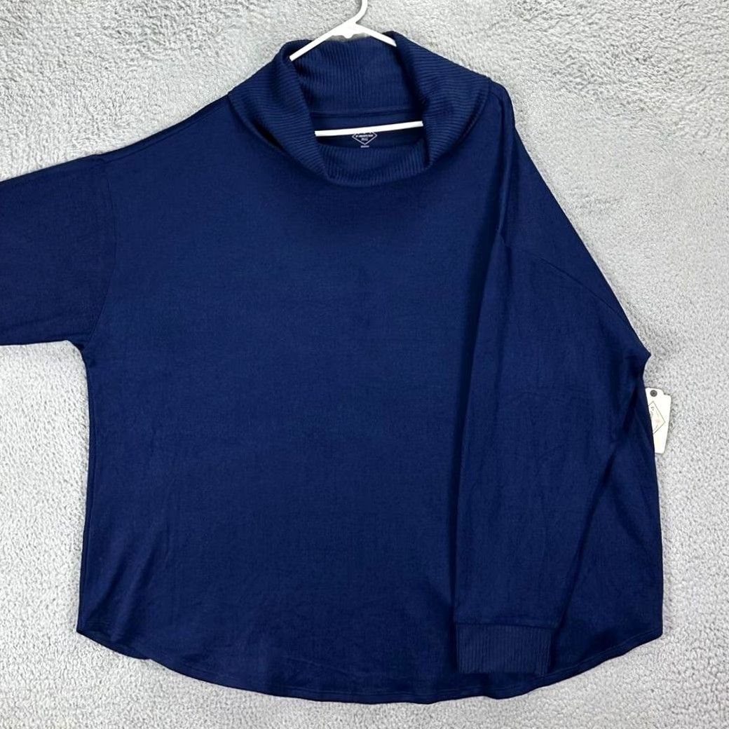 Vintage VINTAGE St Johns Bay Sweater Womens 3X Plus Navy Cowl Neck Pullover Stretch Ladies NEW Size XXL / US 16-18 / IT 52-54 - 3 Thumbnail