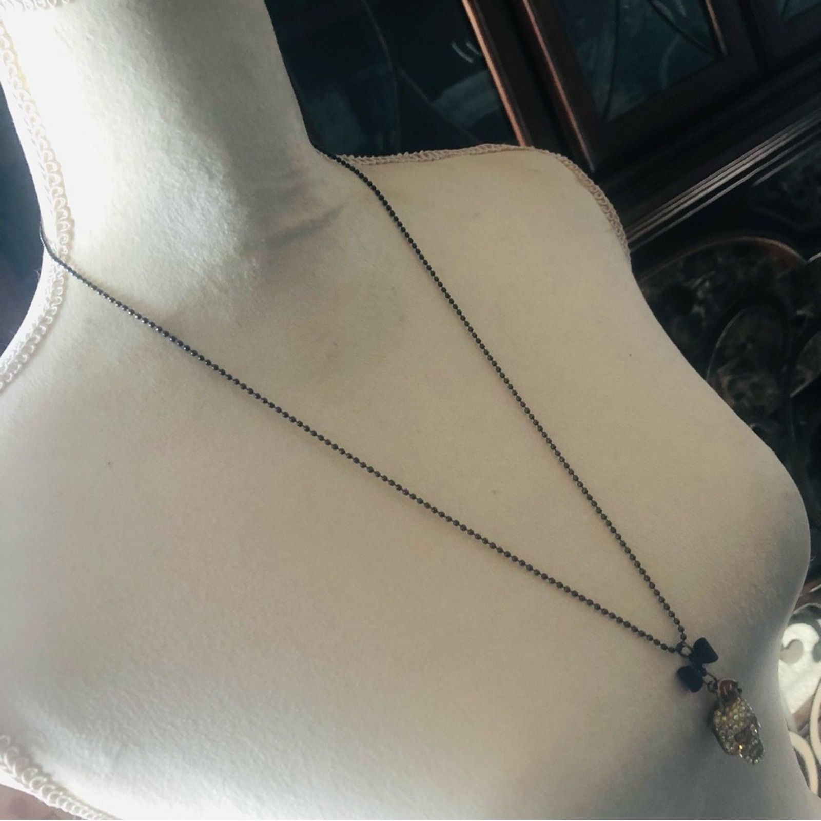 Jewelry Aurora borealis hollow skull pendant on chain necklace Size ONE SIZE - 4 Thumbnail