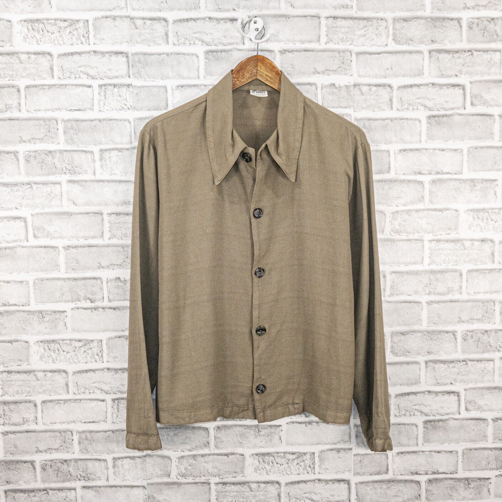 CP Shades CP SHADES Women's Collared Button up Blouse in Tan Rayon Size M / US 6-8 / IT 42-44 - 11 Thumbnail