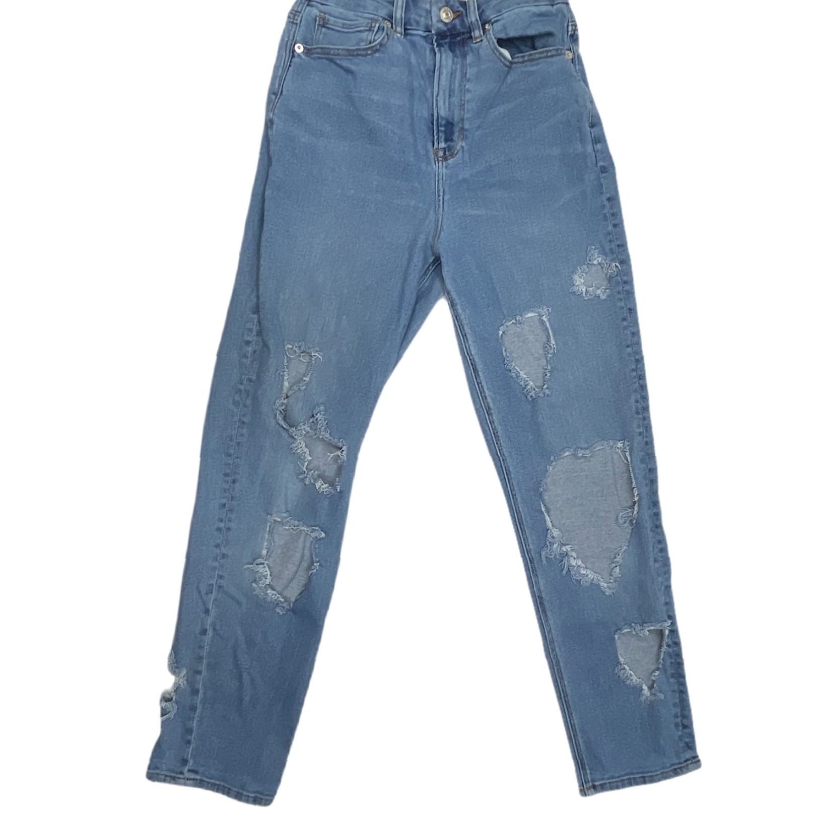 American Eagle Outfitters VINTAGE American Eagle Jeans Women 2 Distressed Blue Denim Stretch Ripped Curvy Mom Size 42" / US 20 - 2 Thumbnail