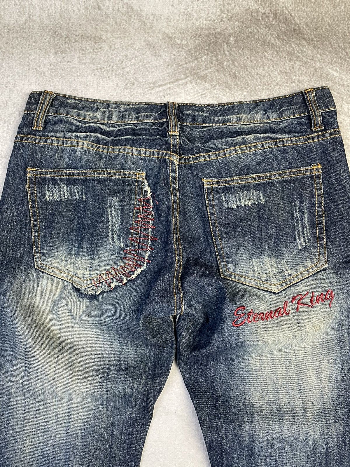 If Six Was Nine Made in Heaven 🇯🇵 Flare Distressed Sashiko Repair Style Jeans Size US 30 / EU 46 - 14 Thumbnail