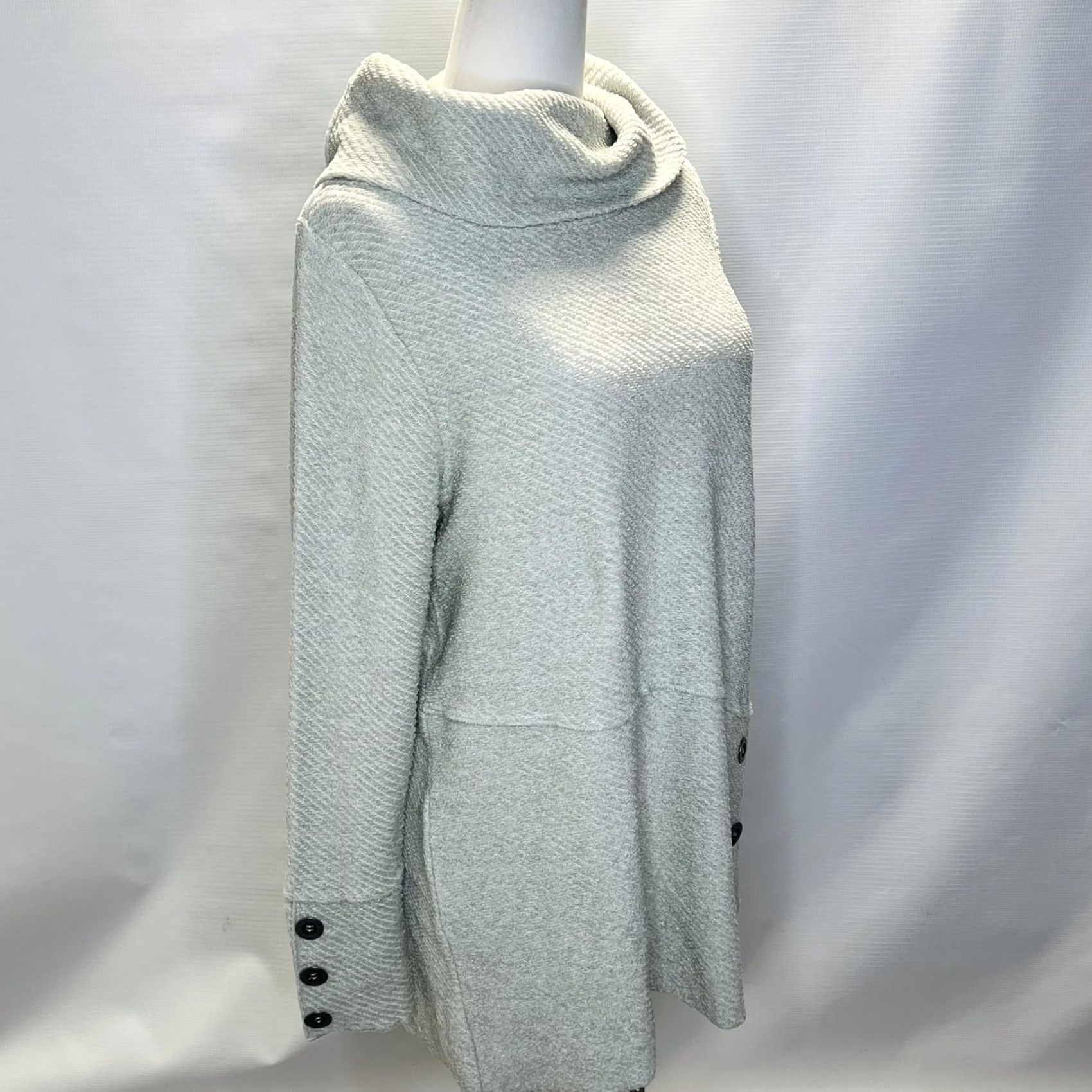Soft Surroundings Soft Surroundings Sweater Womens Large Green Langley Cowl Neck Button Tunic New Size L / US 10 / IT 46 - 2 Thumbnail