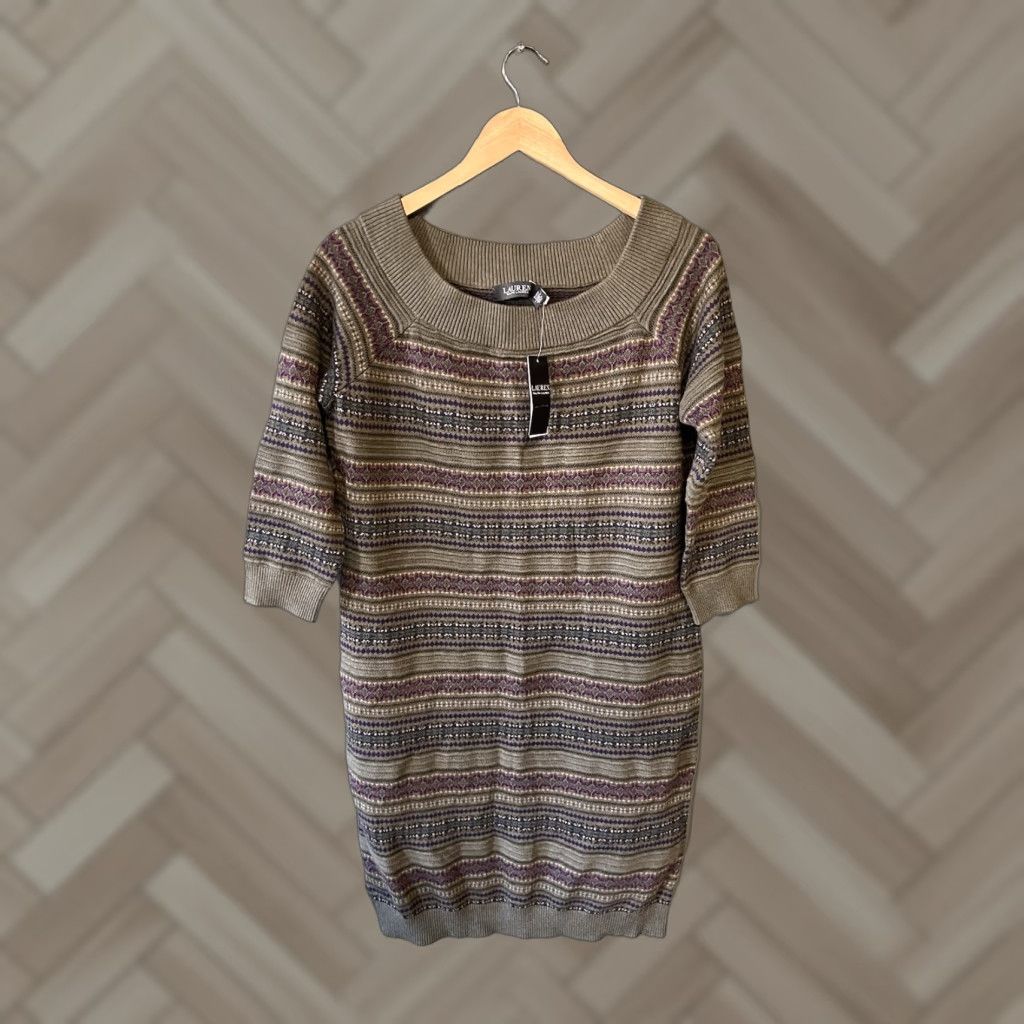 Ralph Lauren Lauren Ralph Lauren Womens Sweater Dress Off-The-Shoulder Knit Multicolor XL Size XL / US 12-14 / IT 48-50 - 1 Thumbnail