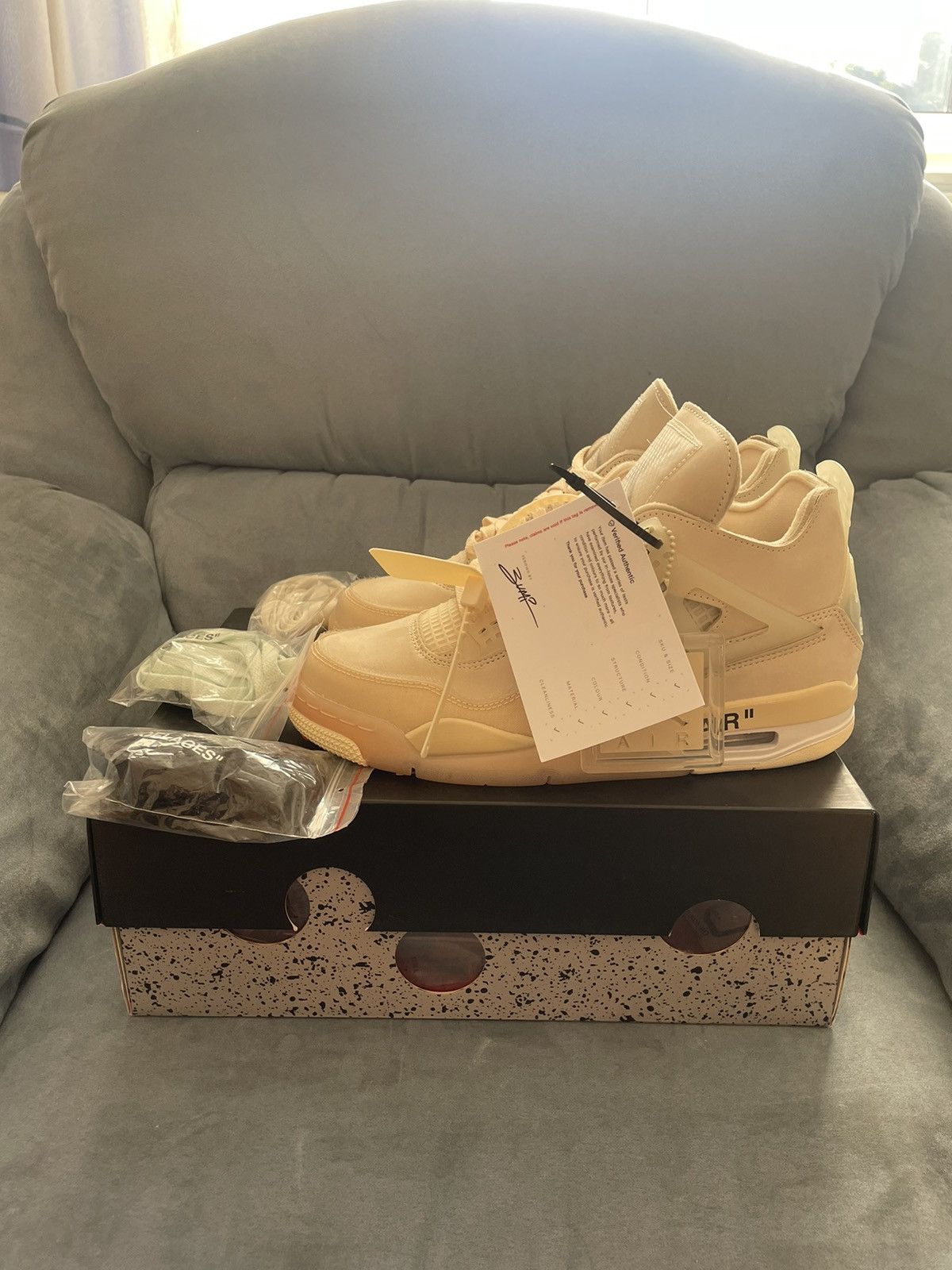 Nike × Off-White × Virgil Abloh Air Jordan 4 Sail Off White Size US 8 / EU 41 - 7 Thumbnail