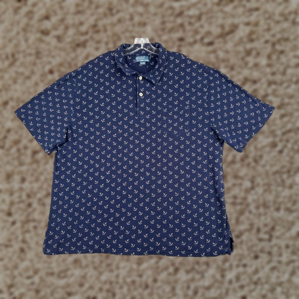 Ralph Lauren VINTAGE Ralph Lauren Polo Shirt Polo Blue 2X Big & Tall 100% Cotton Embroidered Logo Classic Collar Button Short Sleeve Men Size US XXL / EU 58 / 5 - 1 Thumbnail