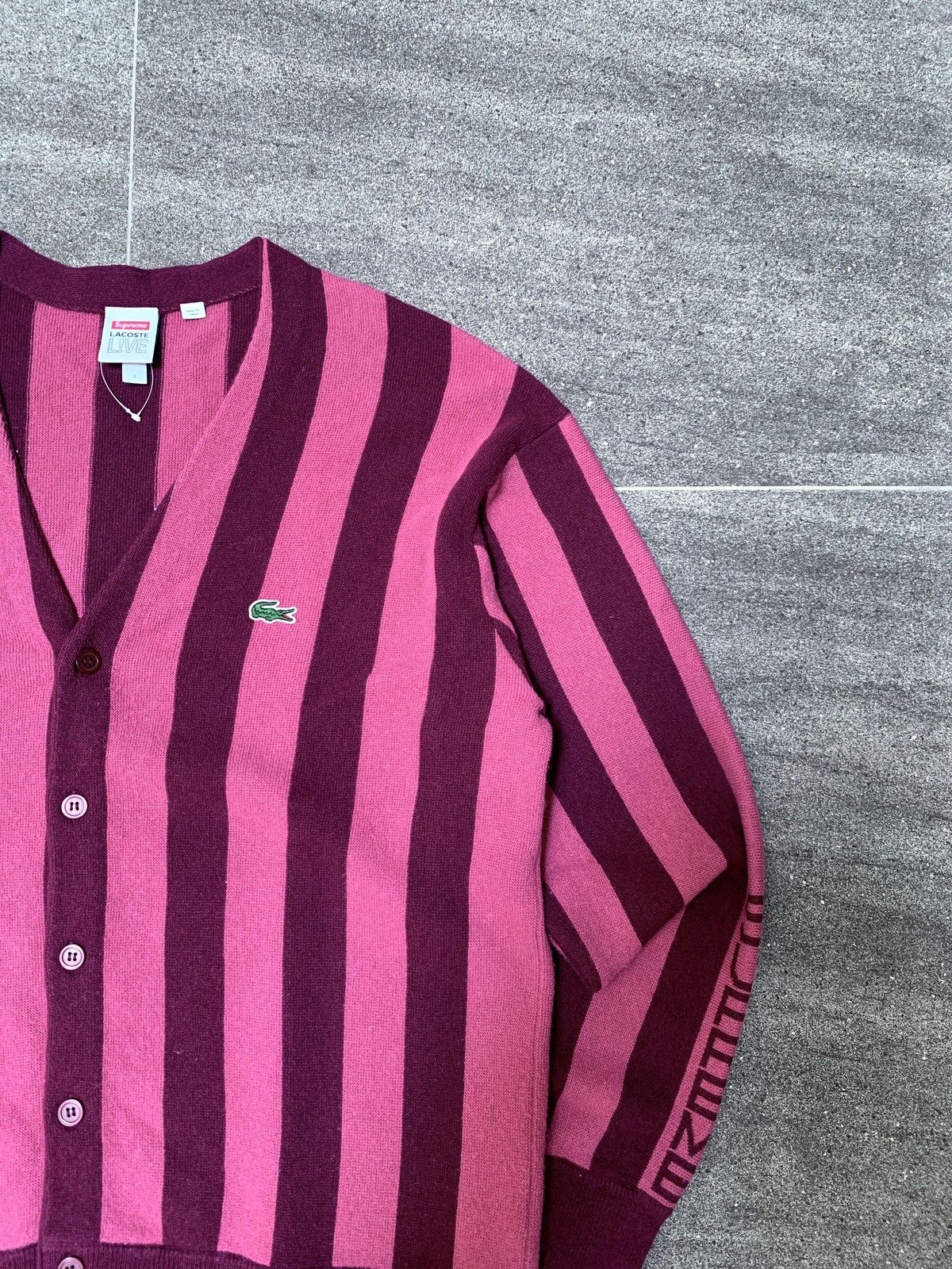 Lacoste × Supreme Striped Wool Cardigan Size US L / EU 52-54 / 3 - 2 Thumbnail