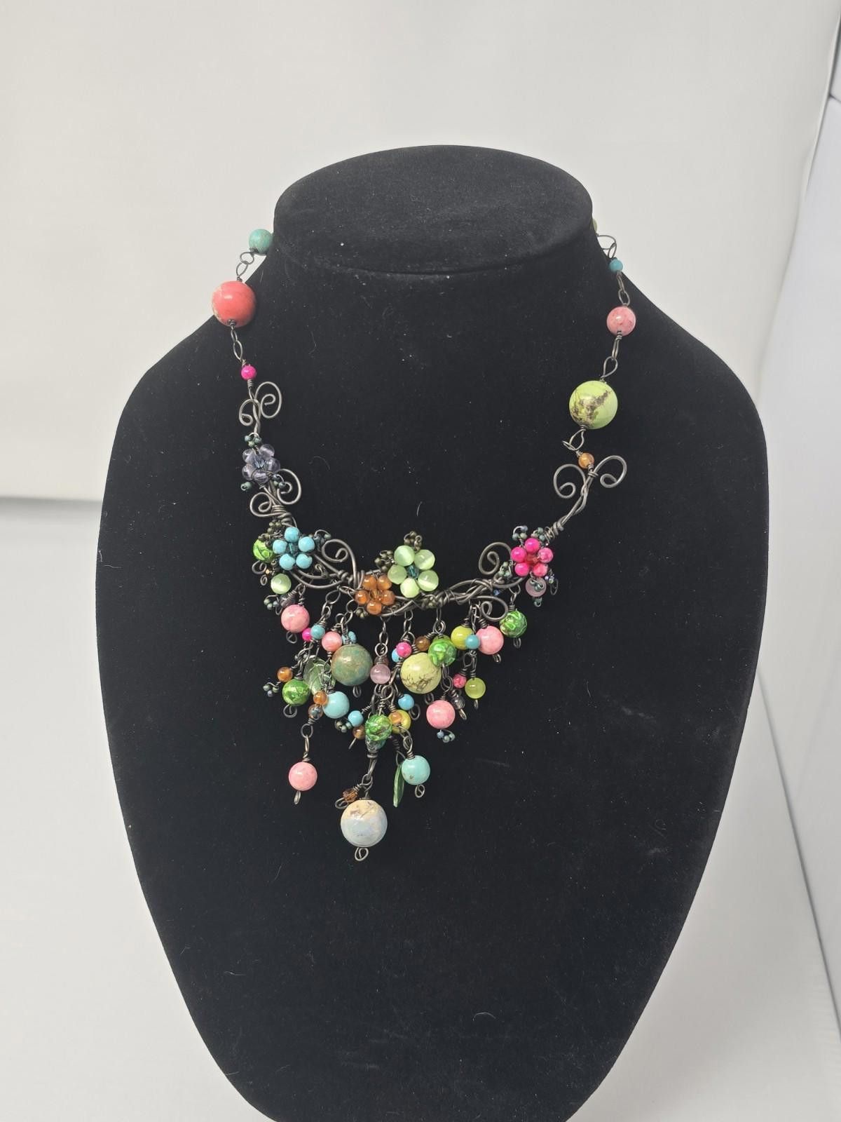 Studio D'Artisan Gemstone Wire Necklace Earrings Set Turquoise Quartz 17 Size ONE SIZE - 4 Thumbnail