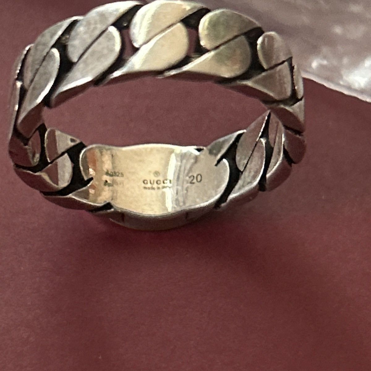 Gucci Gucci Sterling Silver Interlocking Curb Chain Ring Ag 925 Size ONE SIZE - 4 Thumbnail