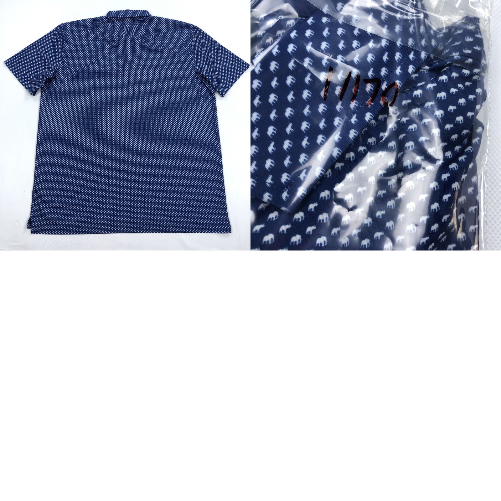 Vintage Donald Ross Sport Polo Shirt Baywood Greens Blue White Elephant Pattern Geometric Animal Print Short Sleeve XL Womens? Size US XL / EU 56 / 4 - 8 Thumbnail