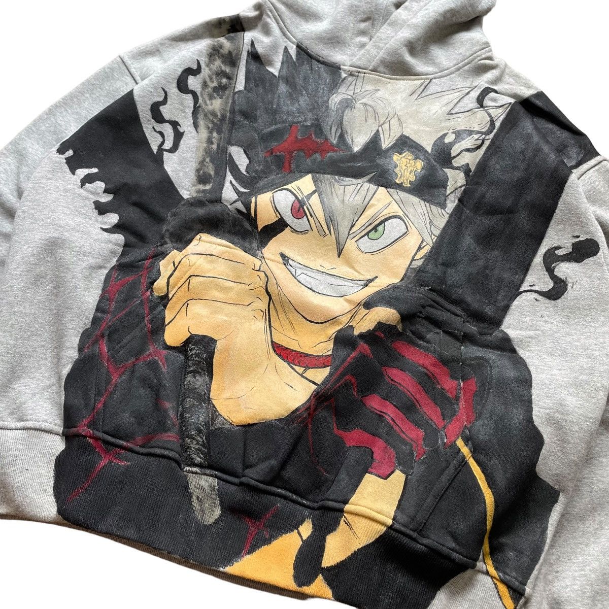 Anime BLACK CLOVER ASTA CUSTOM HAND PAINTED HOODIE Size US XL / EU 56 / 4 - 5 Thumbnail