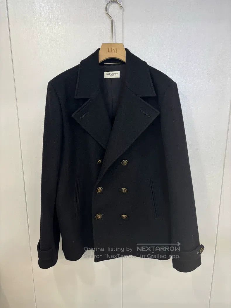 Saint Laurent Paris Saint Laurent Paris Black Double-Breasted Wool Overcoat Size US M / EU 48-50 / 2 - 1 Thumbnail