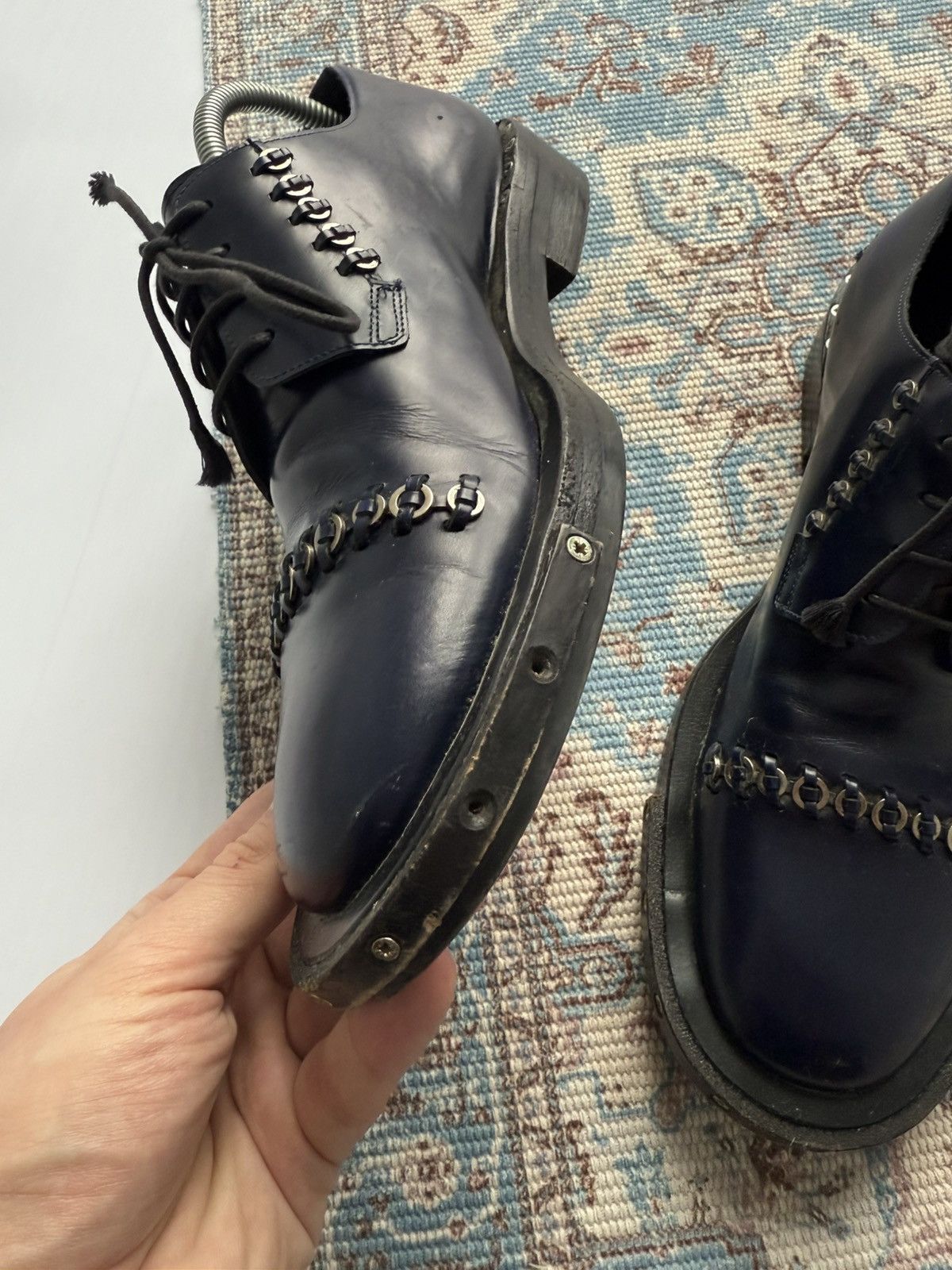 Lanvin Archive 2000s Lanvin Metal LaceUp Oxford Derby Leather Shoes Size US 9 / EU 42 - 4 Thumbnail