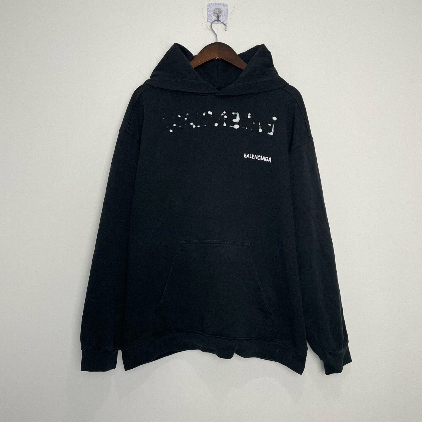 black balenciaga logo hoodie with large size