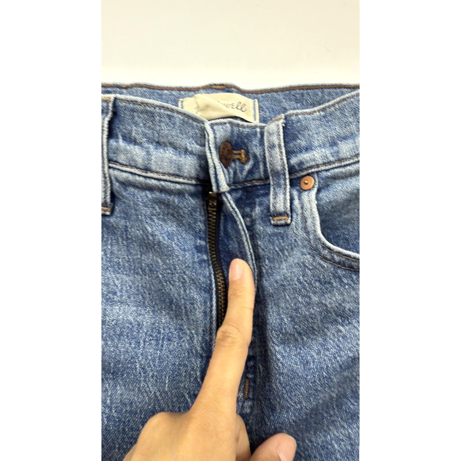 Madewell Madewell Jeans Womens 27 Blue High Rise Straight Leg Frayed Hem Denim Fair Trade Size 29" - 2 Thumbnail