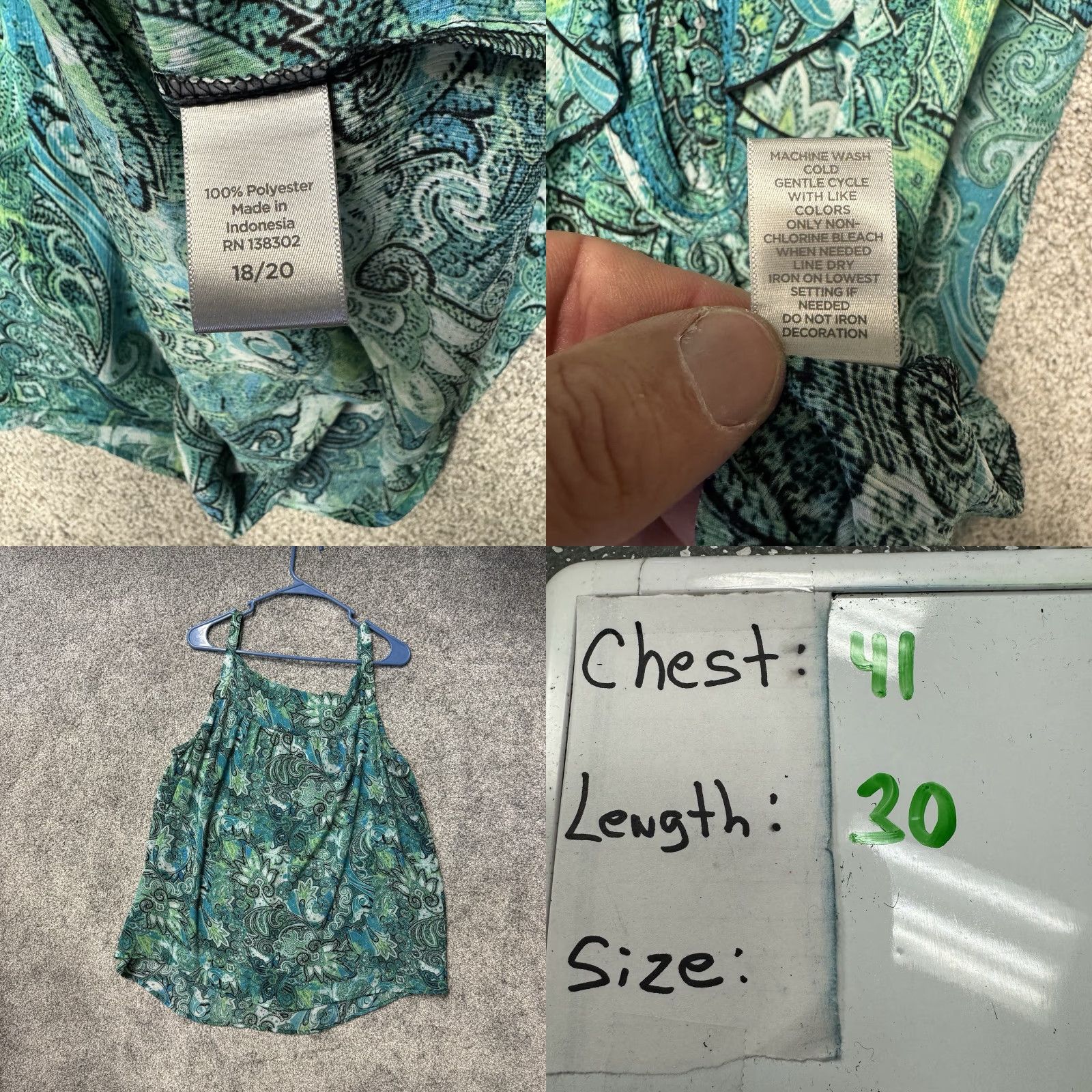 Avenue VINTAGE Avenue Sleeveless Blouse Plus 18-20 Boho Paisley Whimsigoth Victorian Y2K Green Blouse Womens Plus Size Size XXL / US 16-18 / IT 52-54 - 8 Thumbnail