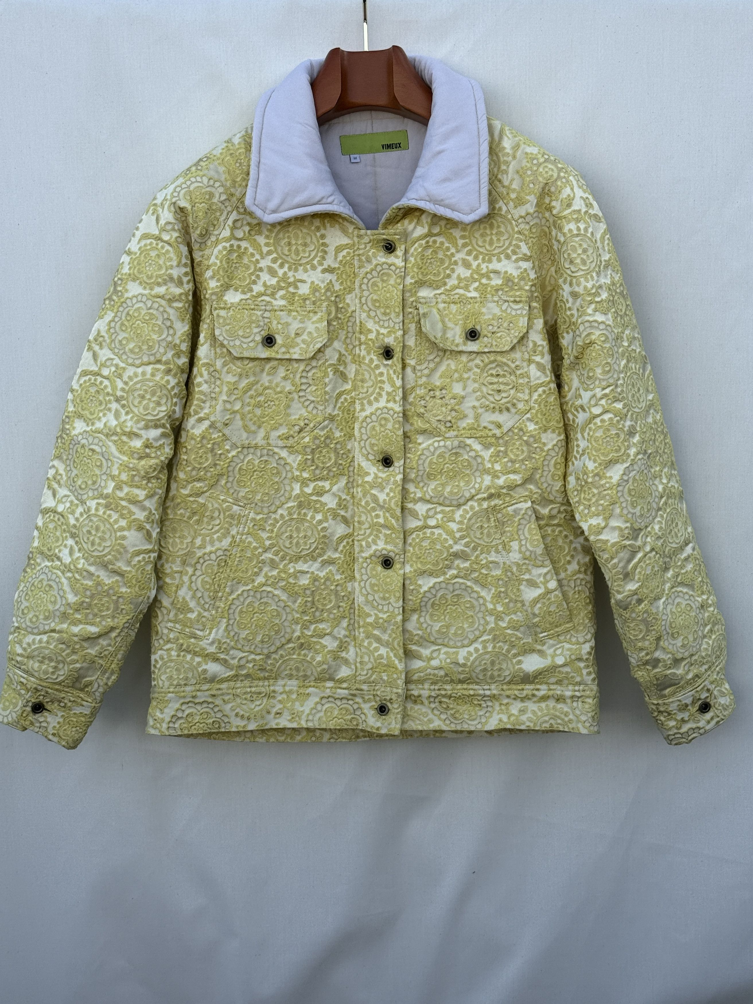 Other Yellow and White Novelty Raglan Puffer Jacket Size US M / EU 48-50 / 2 - 1 Thumbnail