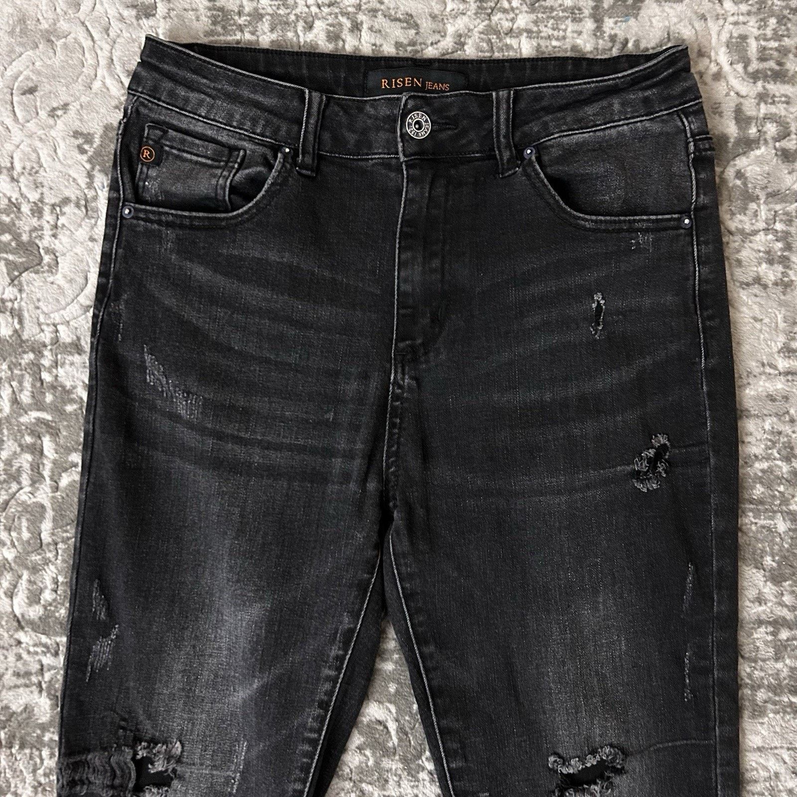 Other Risen Jeans Black Vintage Washed Skinny Distressed size 9/29 Size 29" - 3 Thumbnail