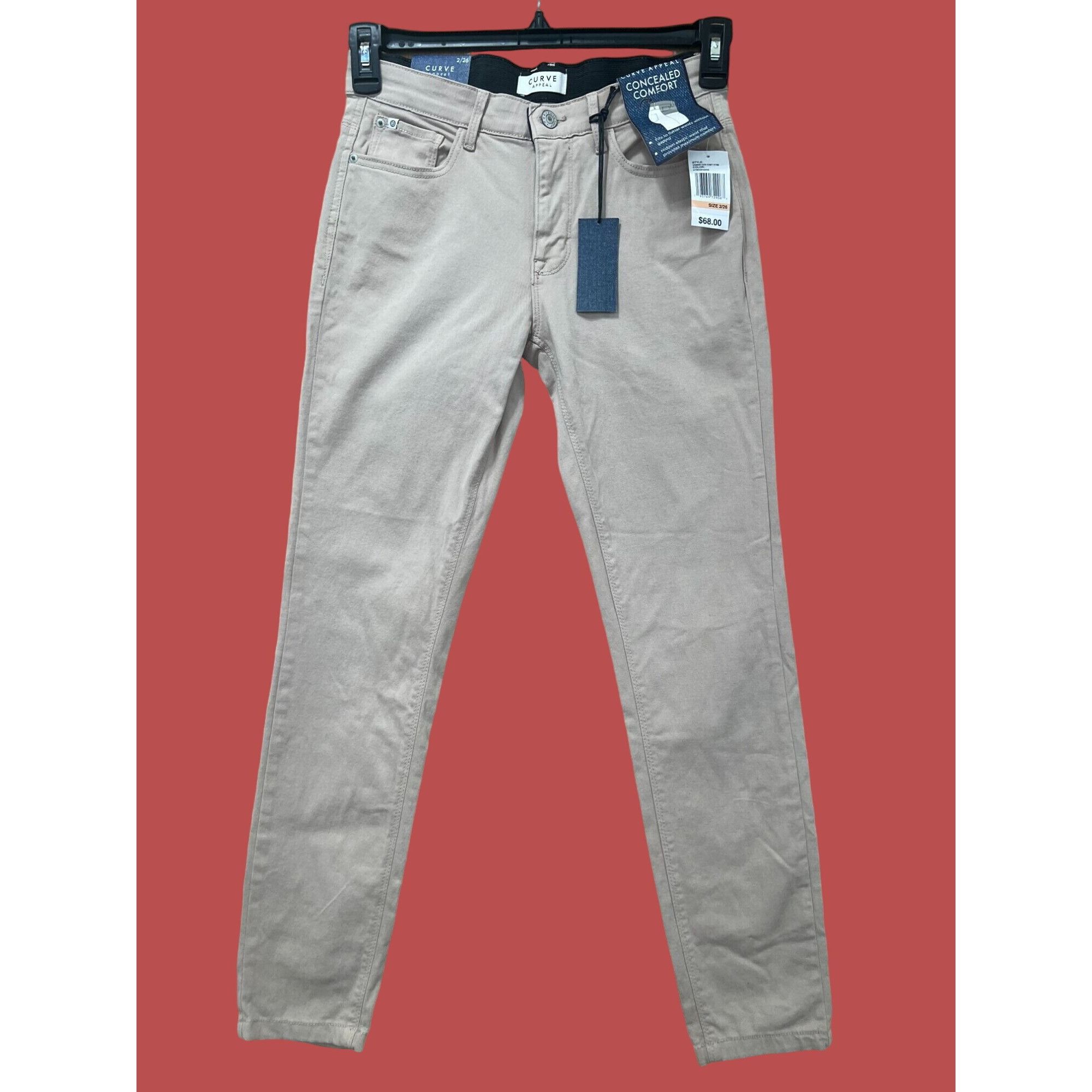 Other Curve Appeal - Women's Pants High Waist Comfort Skinny - Bei Size 26" / US 2 / IT 38 - 1 Thumbnail