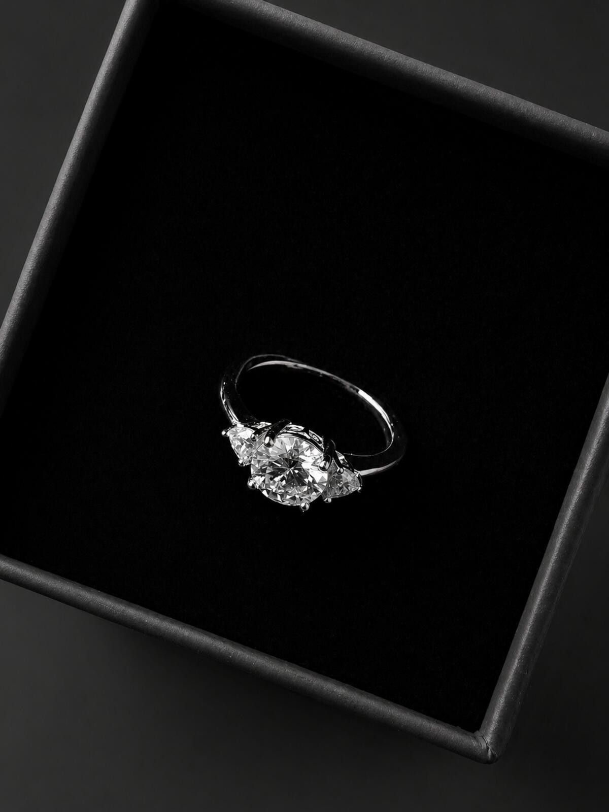 Other Moissanite Solitaire Ring with Platinum Overlay D Colour VVS Size ONE SIZE - 1 Thumbnail