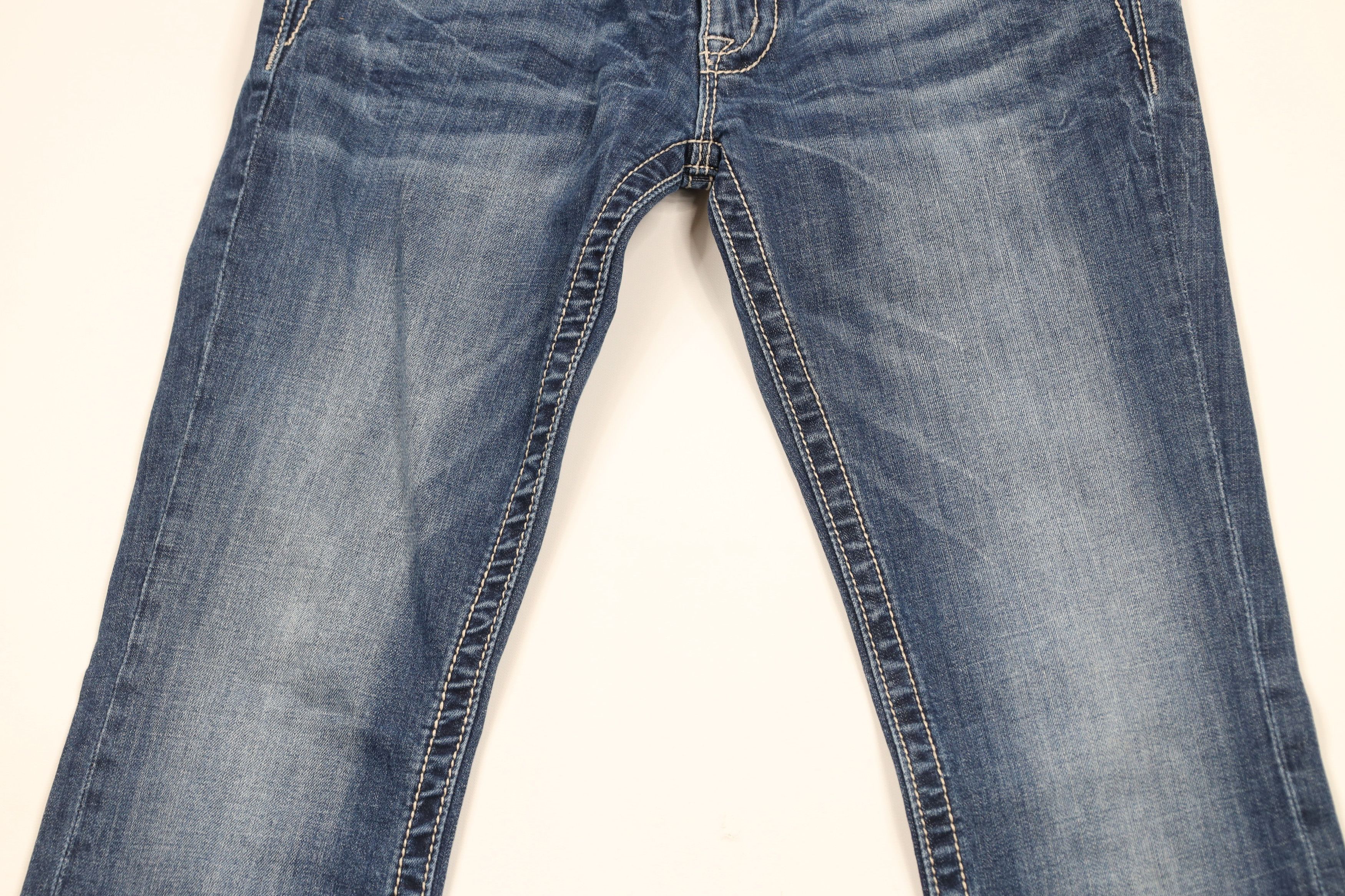 Miss Me × Vintage Miss Me Rainbow Cross Thick Stitch Signature Bootcut Jeans Size 29" - 3 Thumbnail