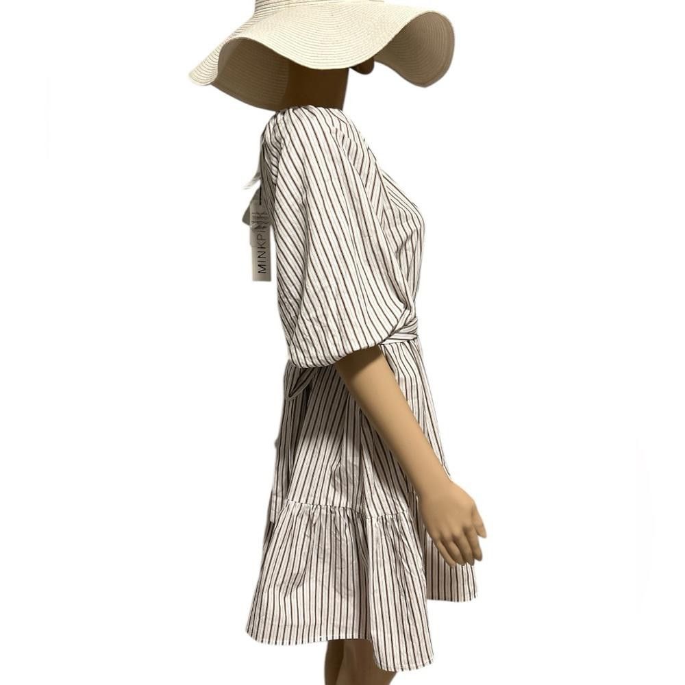 MINKPINK BNWT MINKPINK Women's Brown and White Striped Mini Dress Size M / US 6-8 / IT 42-44 - 4 Thumbnail
