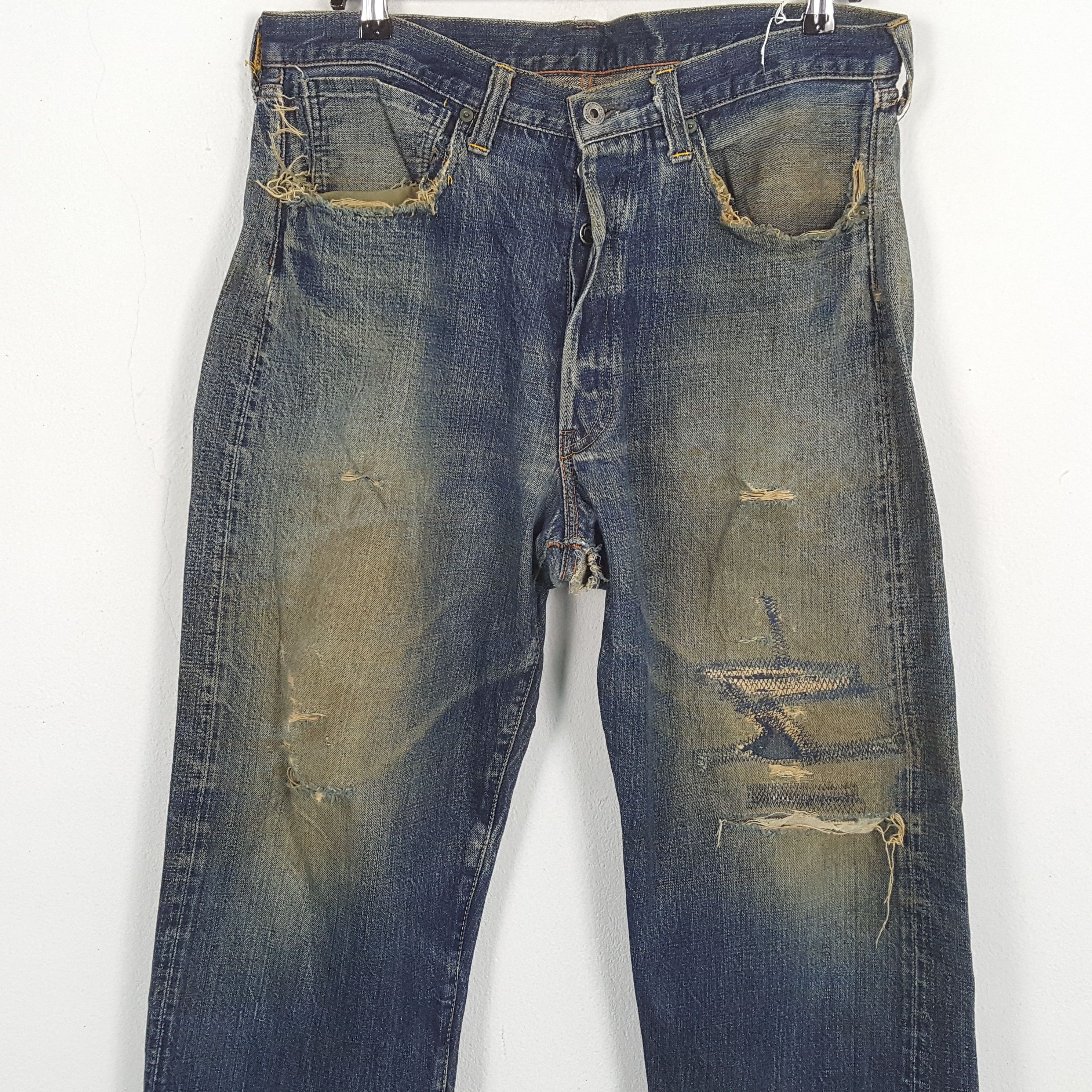 The Real McCoy's × Vintage MC COYS Japanese Streetwear Style Distressed Jeans Size US 35 - 2 Thumbnail
