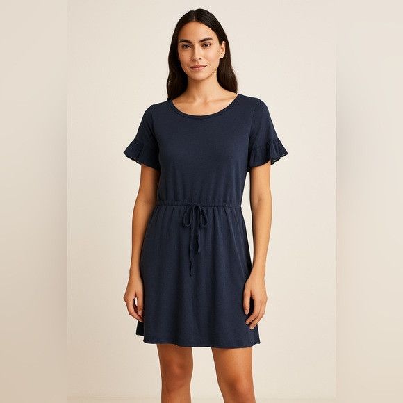 Velvet Velvet by Graham & Spencer Navy Flutter Sleeve Dress Size S Size S / US 4 / IT 40 - 1 Thumbnail