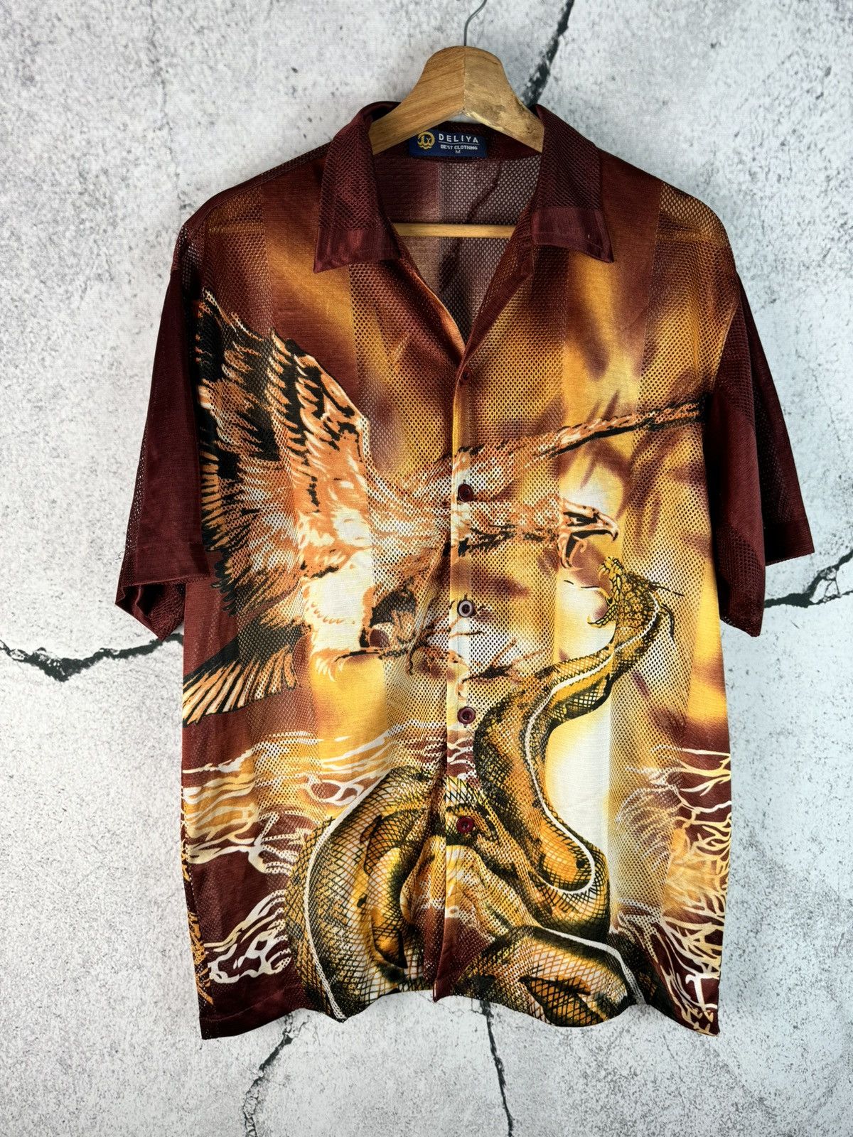 Japanese Brand Dragon Eagle Vintage Button Up Mesh Shirt Japanese 90s XL Size US M / EU 48-50 / 2 - 1 Thumbnail