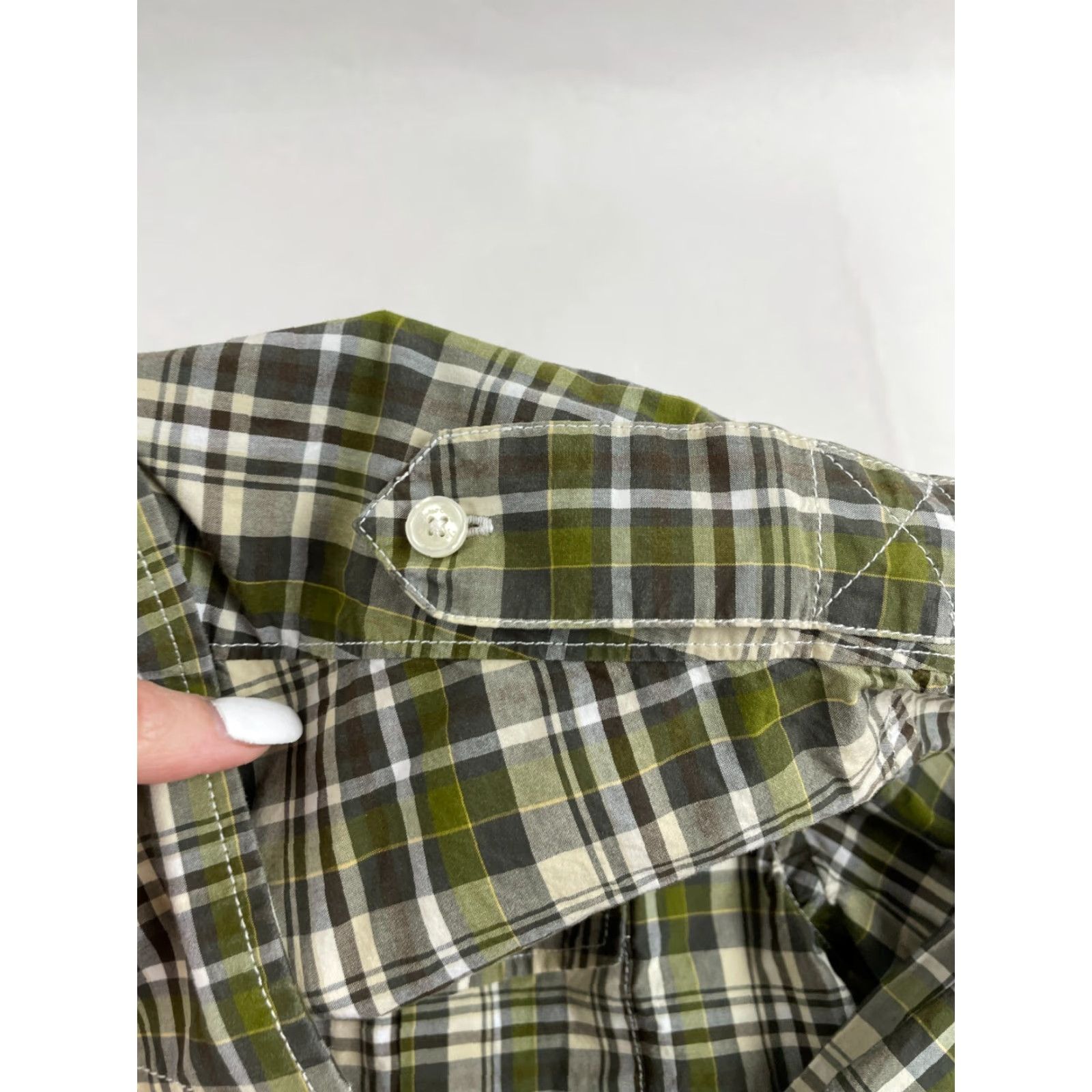 Tasso Elba Tasso Elba Shirt Men's Size M Green Cream Plaid Button Up Long Sleeve Pockets Size US M / EU 48-50 / 2 - 4 Thumbnail