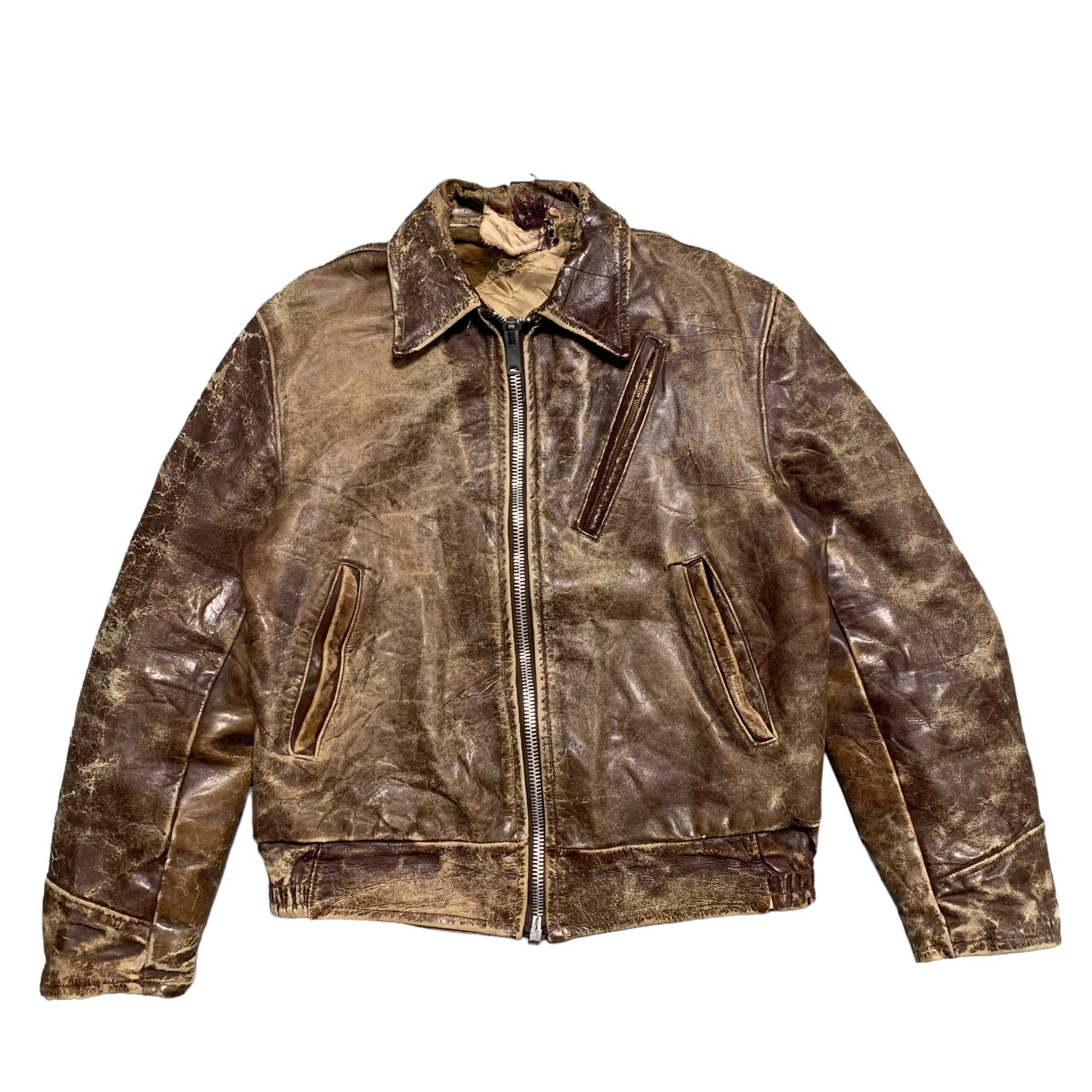 Vintage True Vintage 60s Leather Jacket Scovill Zipper Size US M / EU 48-50 / 2 - 1 Thumbnail